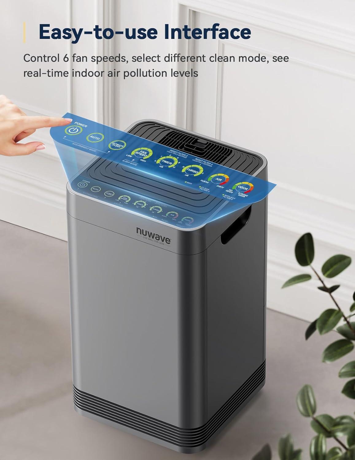 Nuwave Oxypure Smart Air Purifier, 5-Stage Filtration System Contaminants Removed, Nuwave Oxypure Air Purifier, 2,934ft² Spaces in 60 Minutes, Home, Large