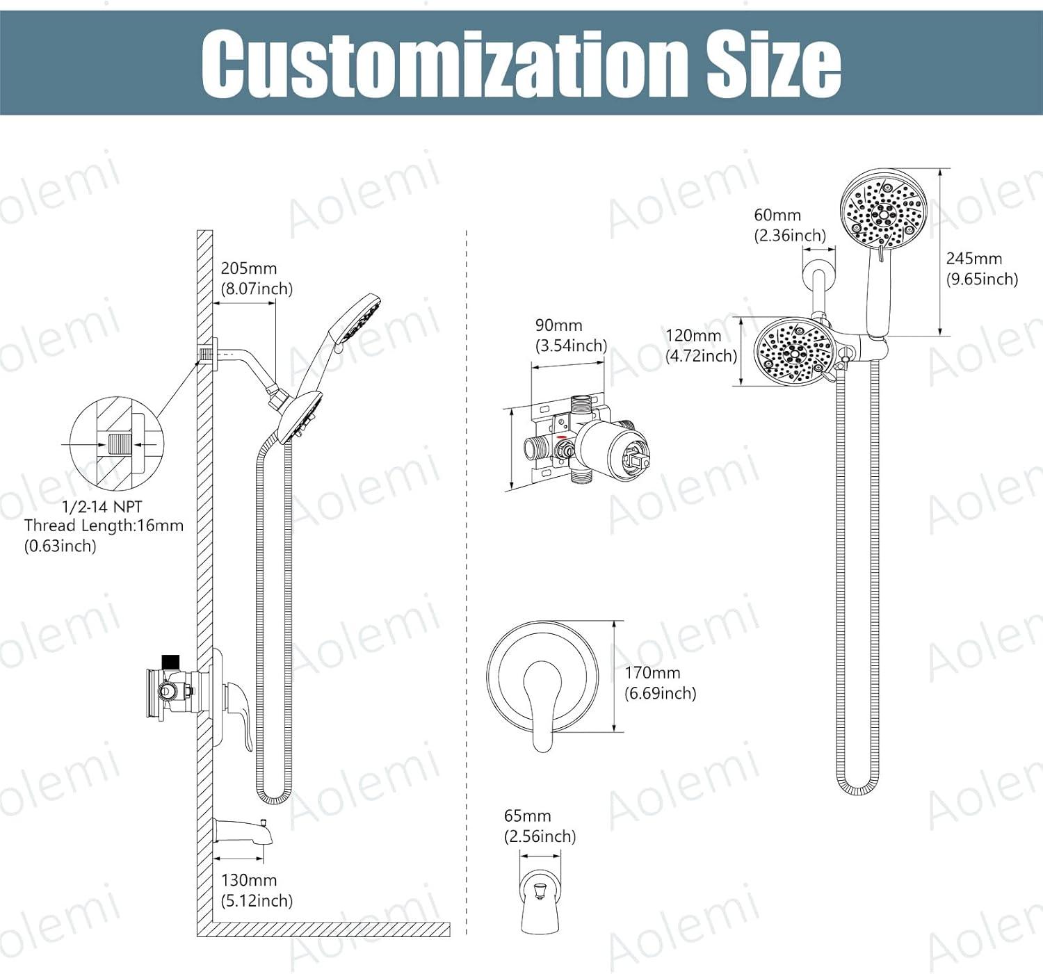 Matte Black Dual 2-in-1 Rain Shower System with Handheld