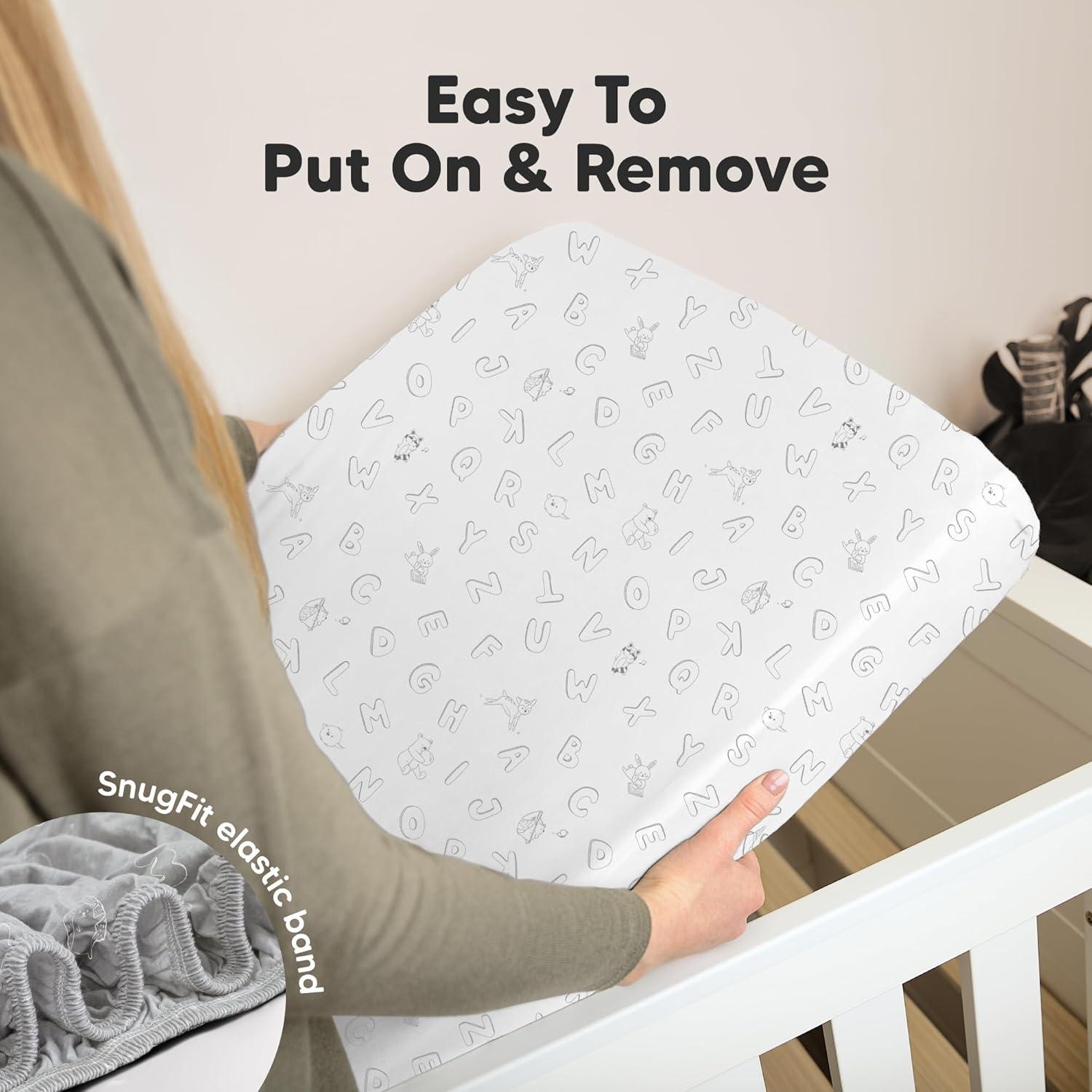 KeaBabies Mini Crib Sheets for Baby Girls, Boys, 2-Pack Soothe Pack and Play Sheets Fitted, Organic Pack N Play Mattress Sheet (Blue Flax)