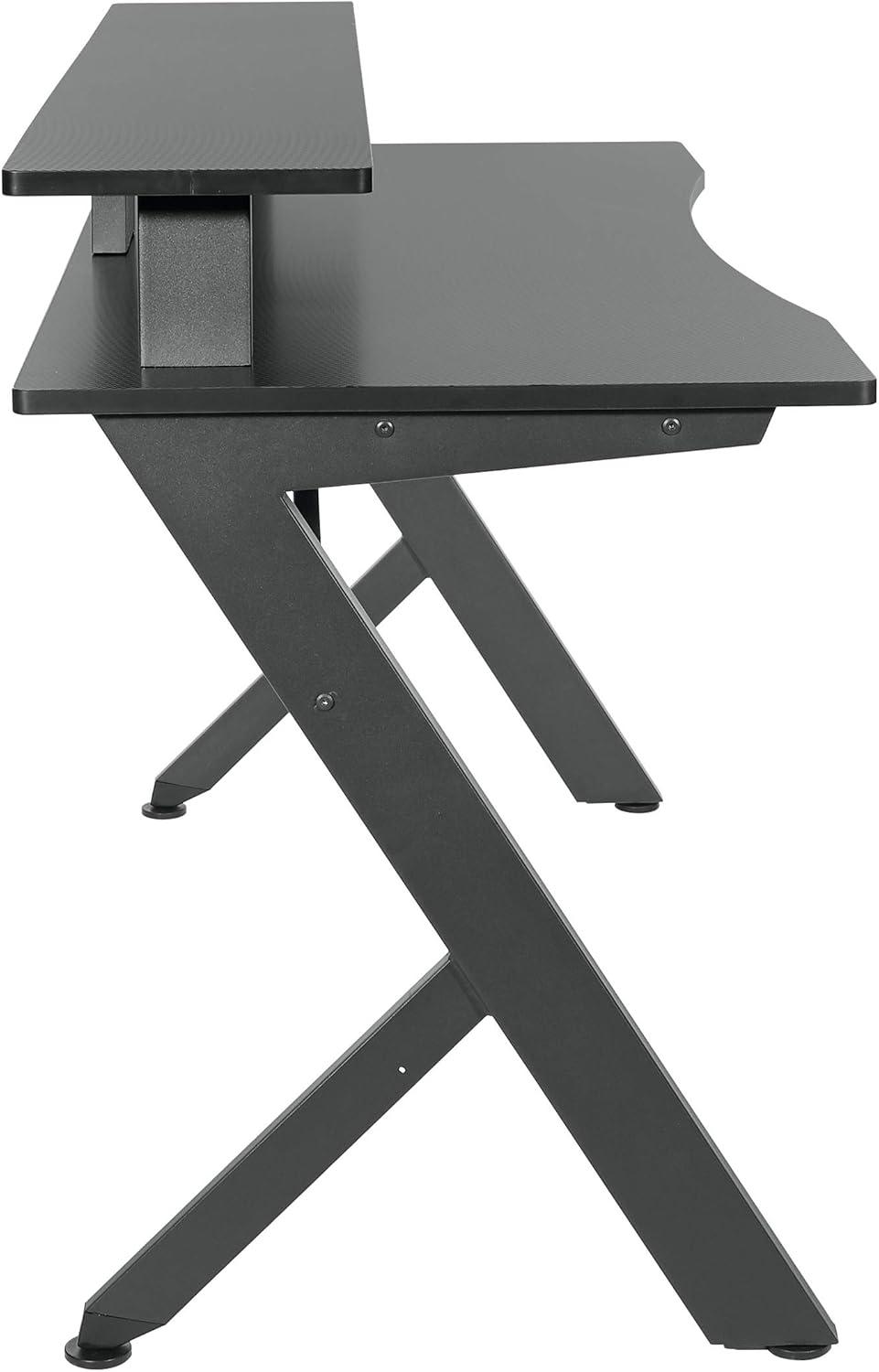 Area51 Matte Black Steel Gaming Desk with RGB LED Lights