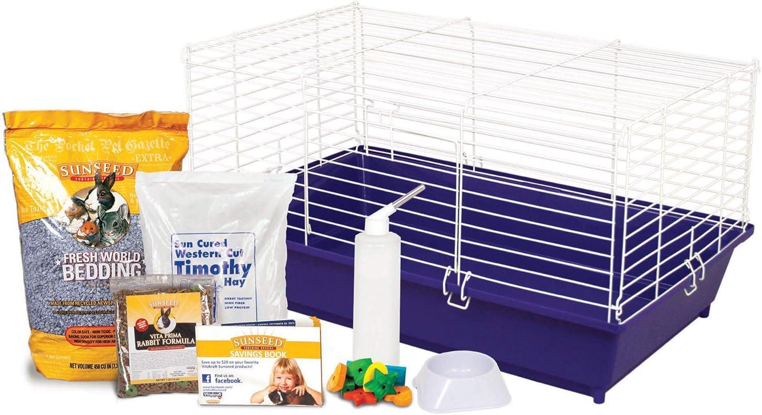 Ware Sweet Home Sunseed Rabbit Cage Starter Kit, Assorted Colors (1 Pack)