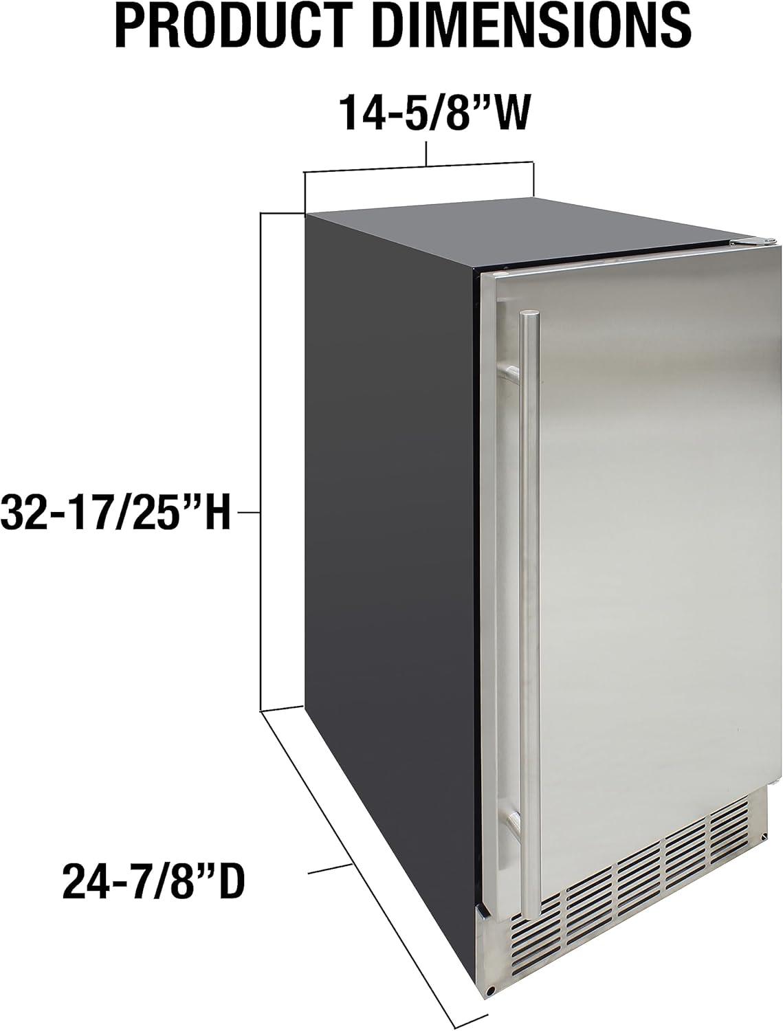 Indoor Built-in Ice Maker Stainless Steel Construction 25 lbs. Freezer Storage, Under Counter or Cabinet Ice Machine, for Commercial or Home Kitchen Use, Metallic