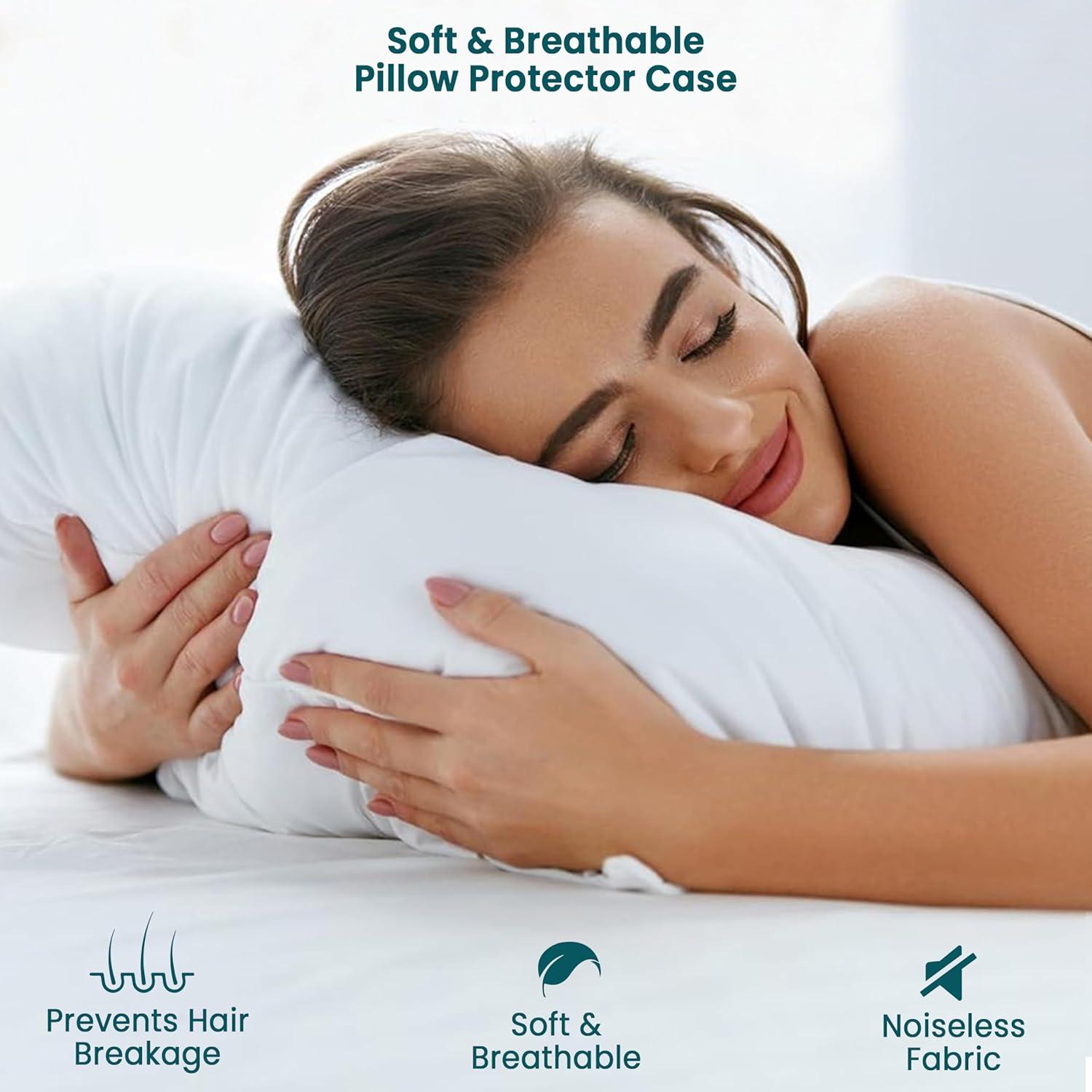 Waterproof Pillow Protectors with Zipper King Size - 2 Pack Waterproof Zippered Pillowcases Encasement, Breathable Protective Pillow Covers 20 x 38 Inches