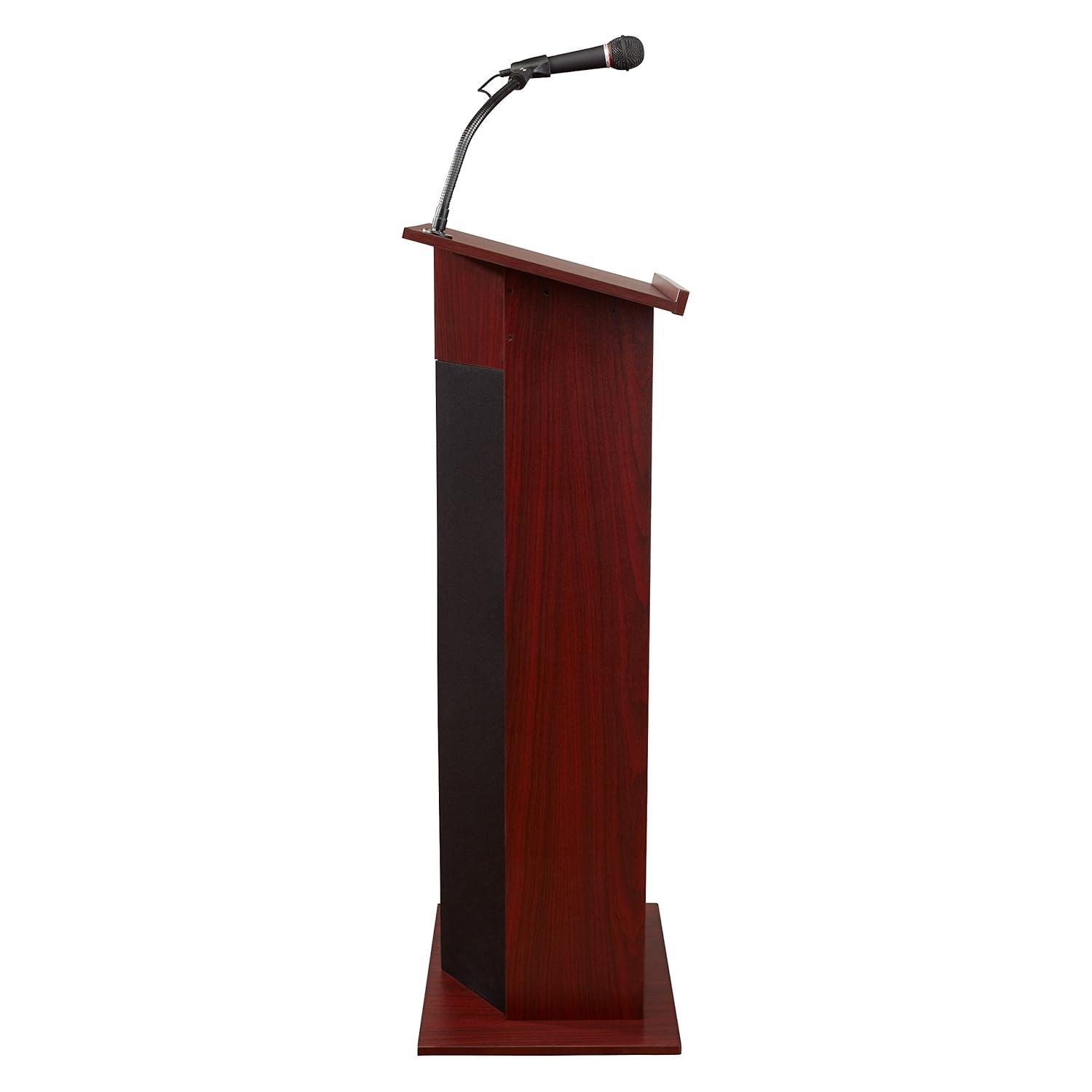 Mahogany Multimedia Sound Lectern with Microphone