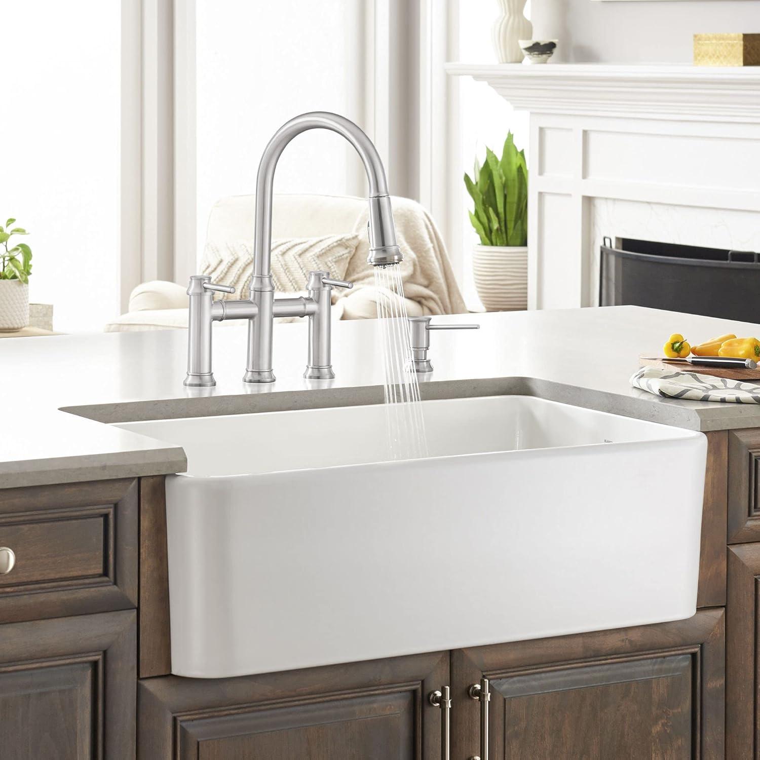 Cerana 33" L x 19.19'' W Single Bowl Fireclay Farmhouse Sink