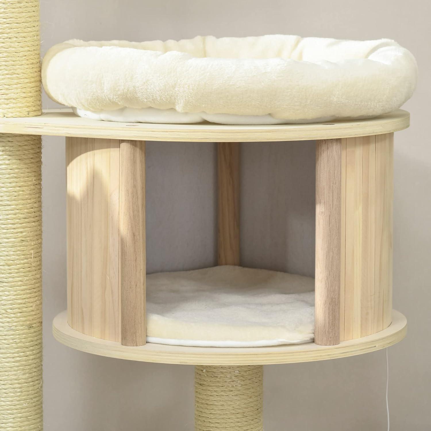 PawHut 3-Level Cat Tree with Sisal Scratching Posts for Playing