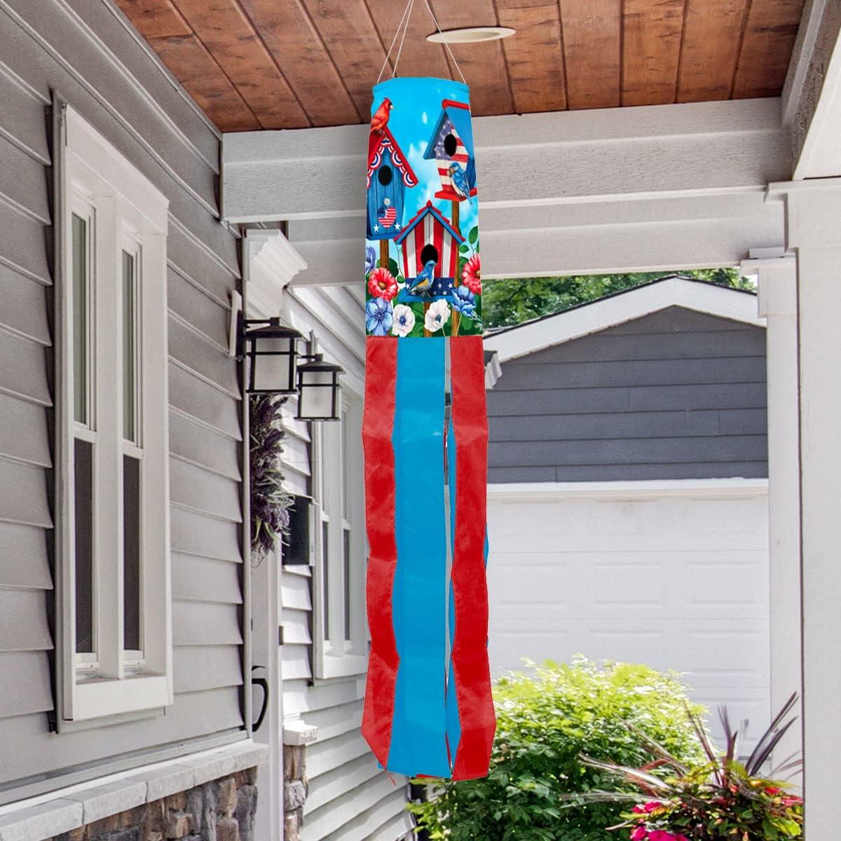 Briarwood Lane Summer 4th of July American Birdhouses Summer Windsock Wind Twister 40x6