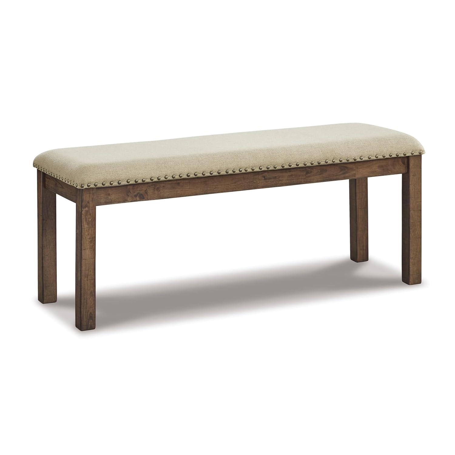 Myshanna Double Upholstered Two-Tone Dining Bench Gray: Nailhead Trim, Rectangle - Signature Design by Ashley