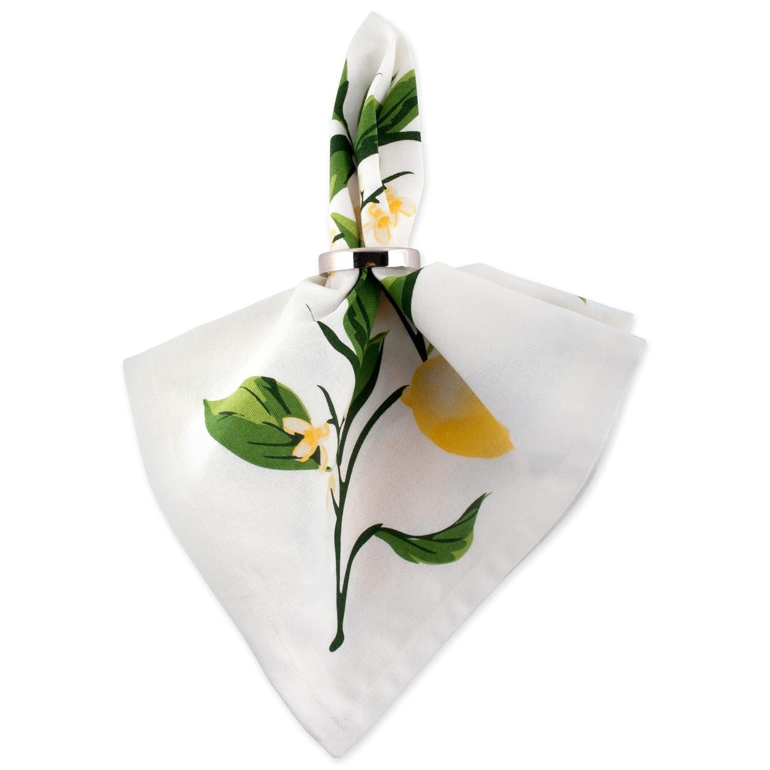 DII Lemon Bliss Printed Napkin Set 6 Piece, Yellow/Green, 20x20"
