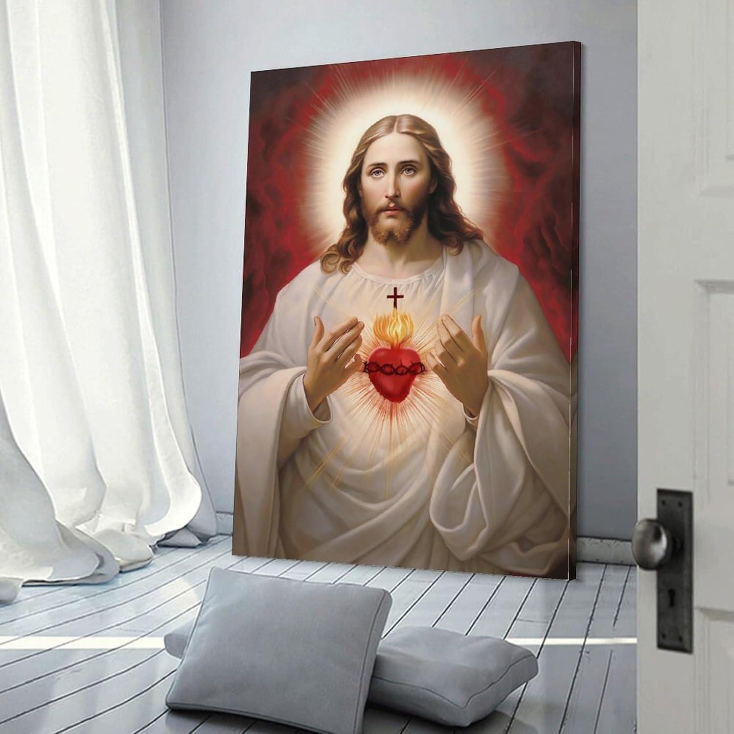 Sacred Heart of Jesus Religious Canvas Wall Art