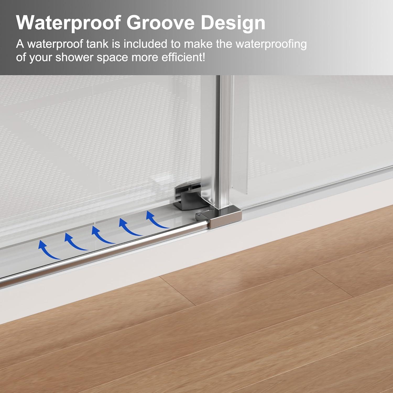 LAWRENCE W2758P193811-Chrome 56-60"W X 76"H Double Sliding Shower Door, Aluminium Alloy Frame In Chrome, 5/16" (8Mm) Thick SGCC Tempered Clear Glass.