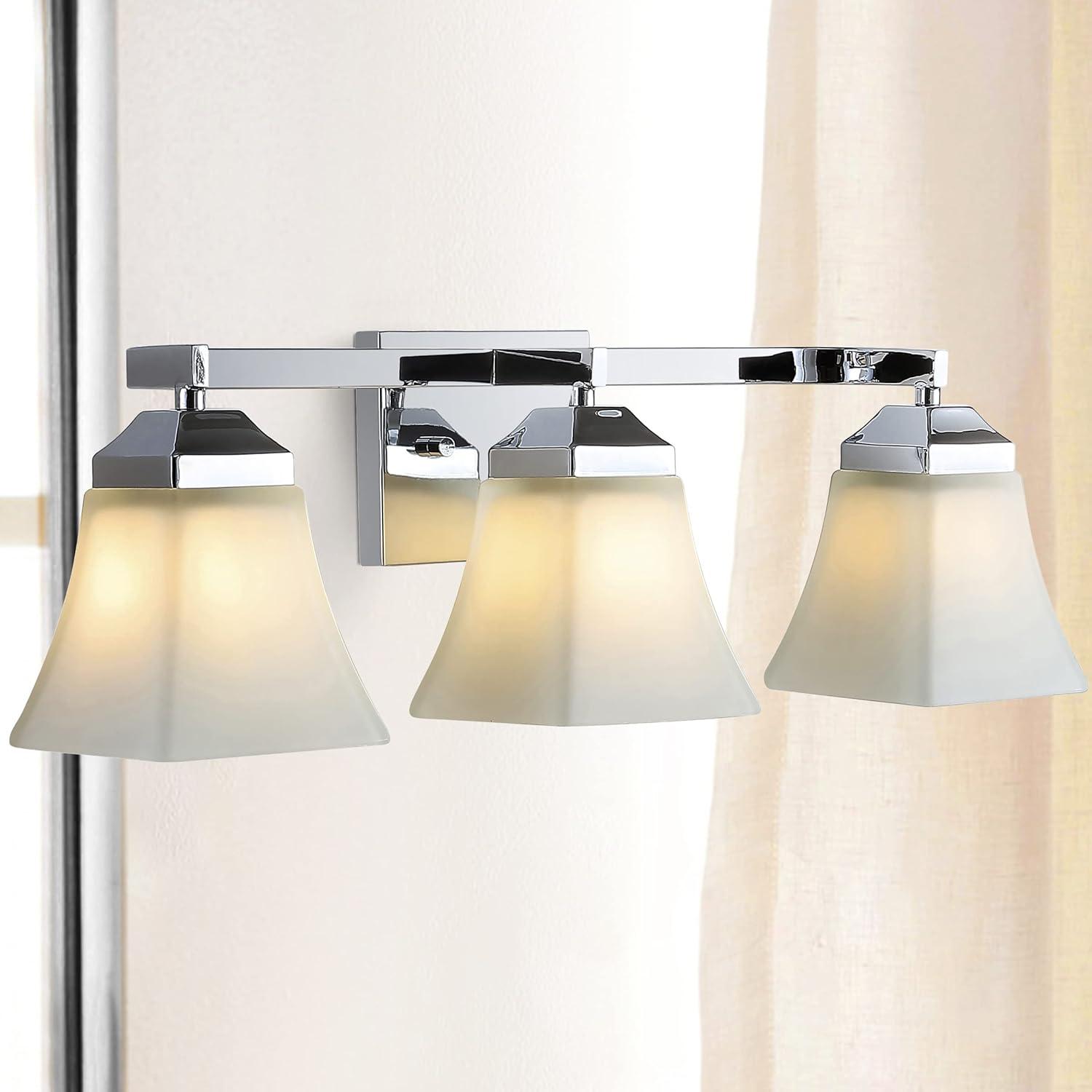 Staunton 24" Chrome 3-Light Iron and Glass Vanity Light