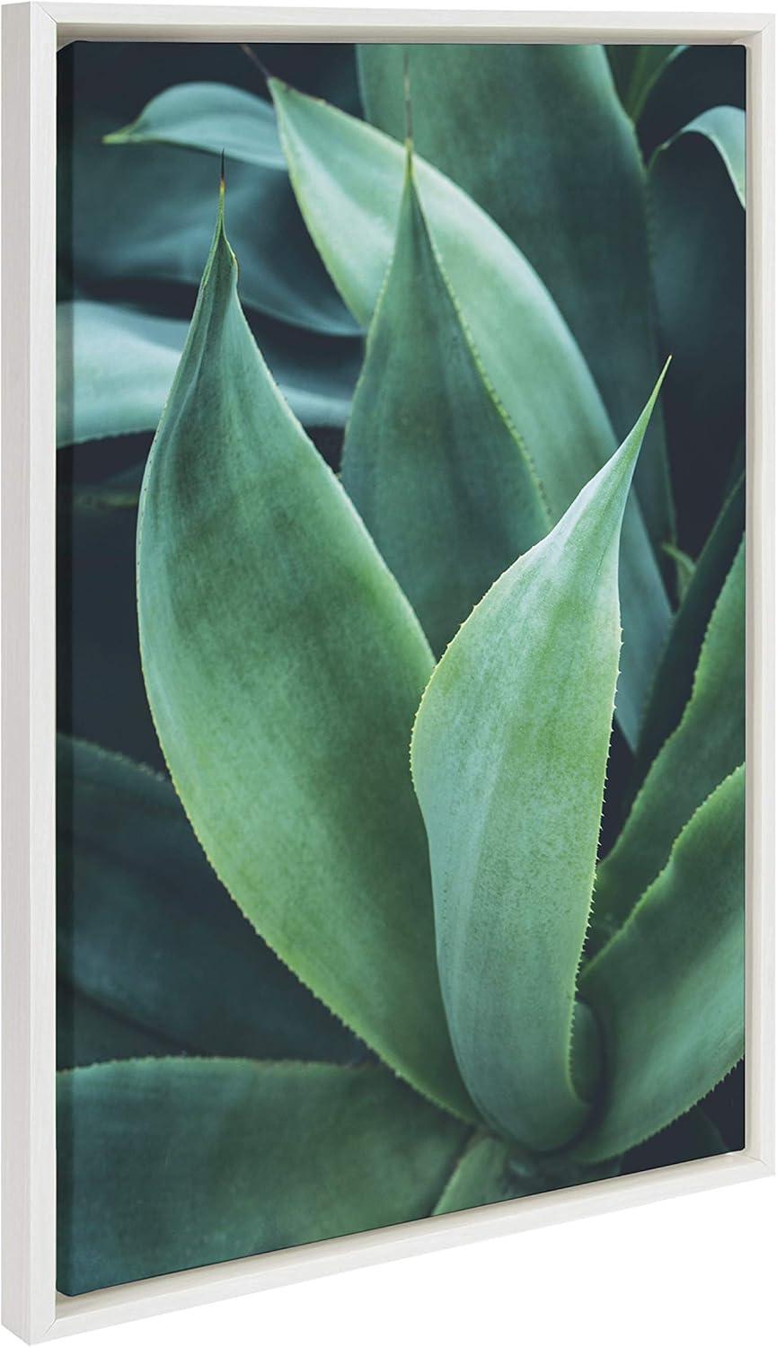 23" x 33" Sylvie Agave II Framed Canvas Wall Art by F2 Images White - Kate and Laurel