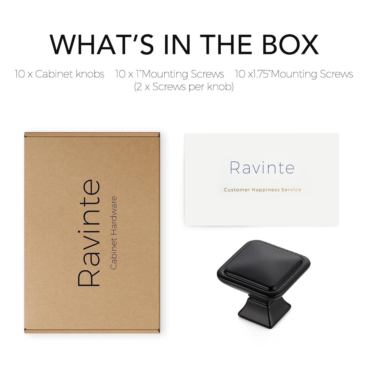 Single Hole Drawer Knobs - 10 Pack Black Cabinet Knobs - Square Dresser Knobs Dresser Handles Closet Door Knobs - Kitchen Cabinet Knobs - Cabinet Hardware