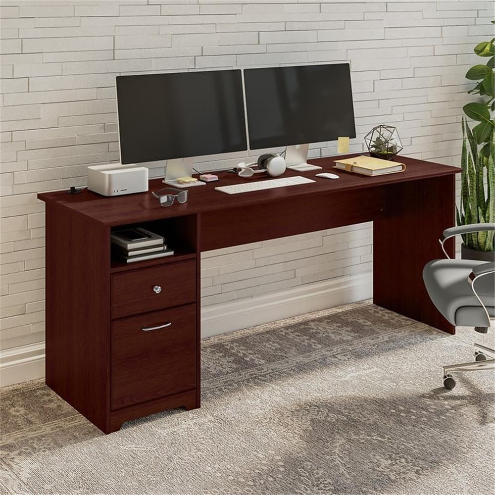 Bush Furniture Cabot 72" Computer Desk with Storage, Harvest Cherry