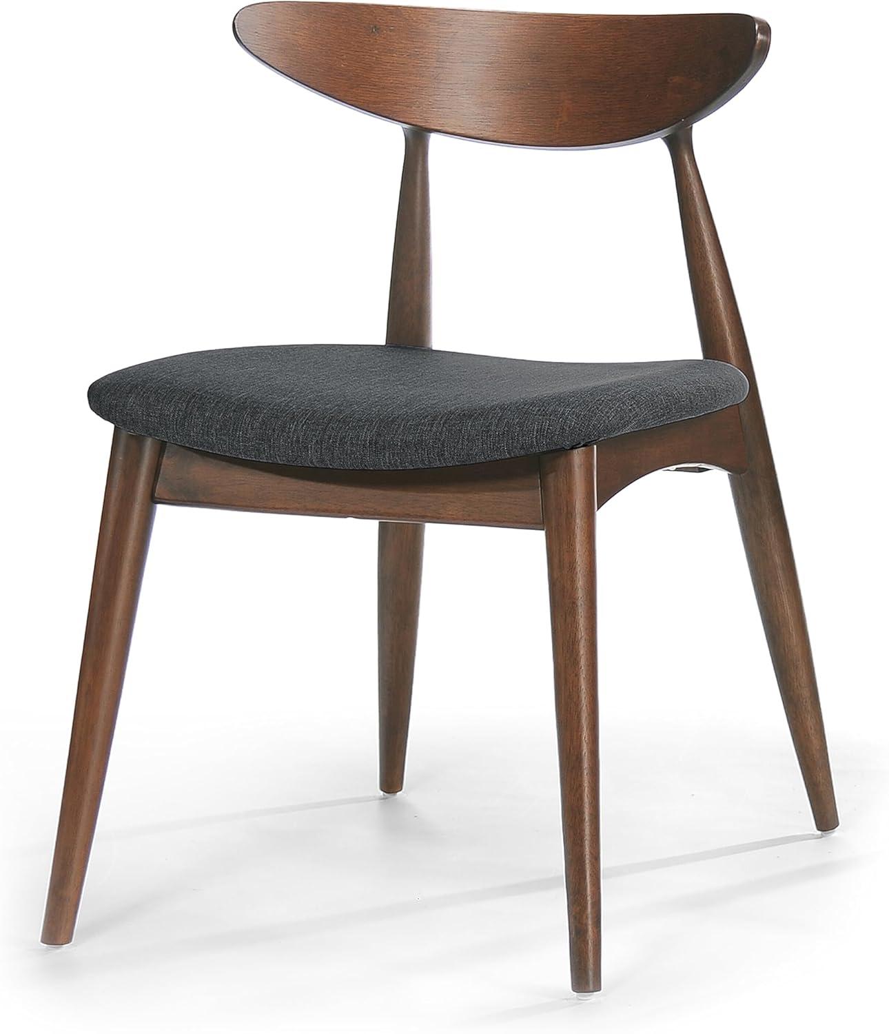 Christopher Knight Home Barron Mid Century Modern Rubberwood Fabric Upholstered Dining Chairs (Set of 2), Charcoal/Walnut
