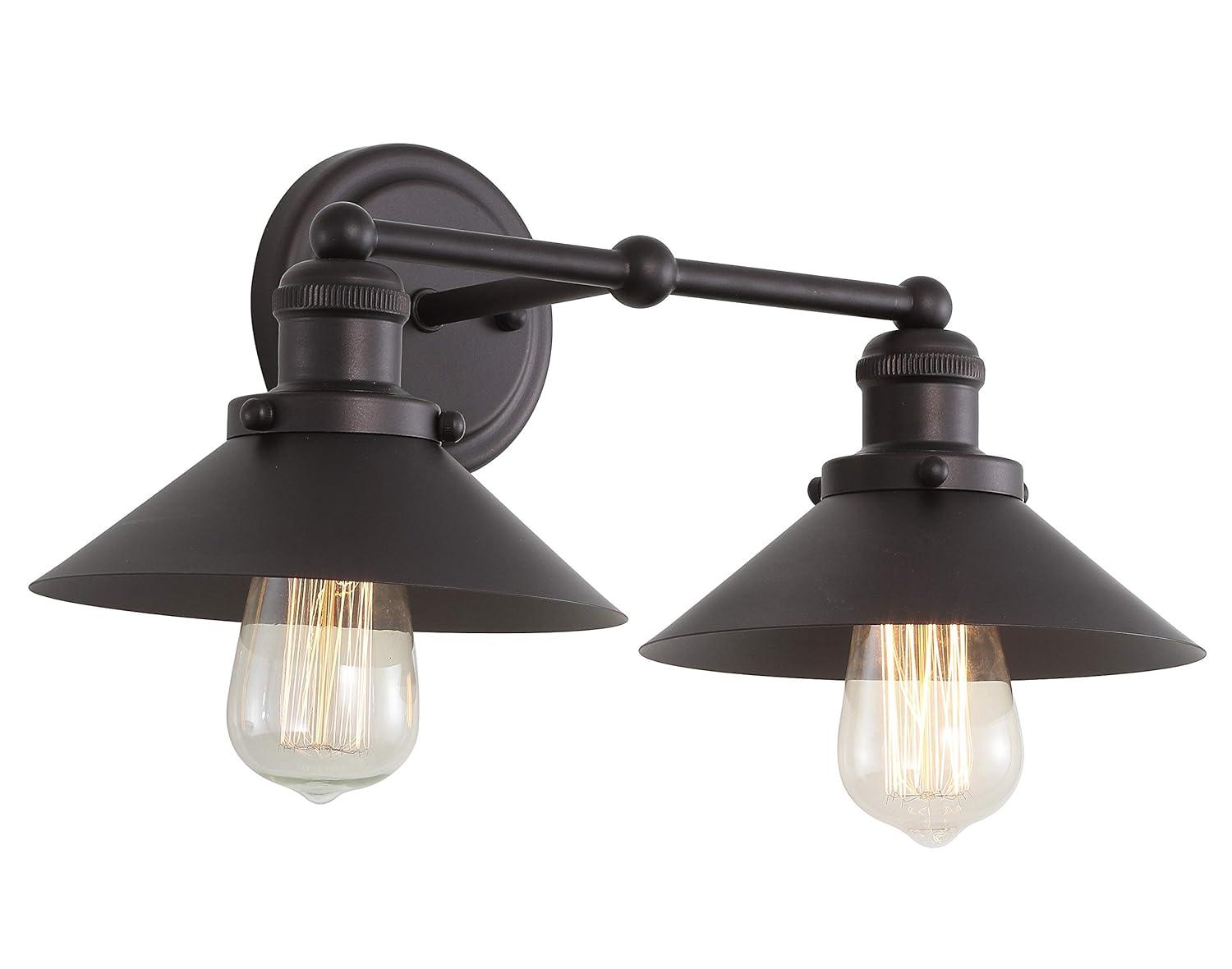 July 17.5" 2-light Metal Vanity Light, Oil Rubbed Bronze