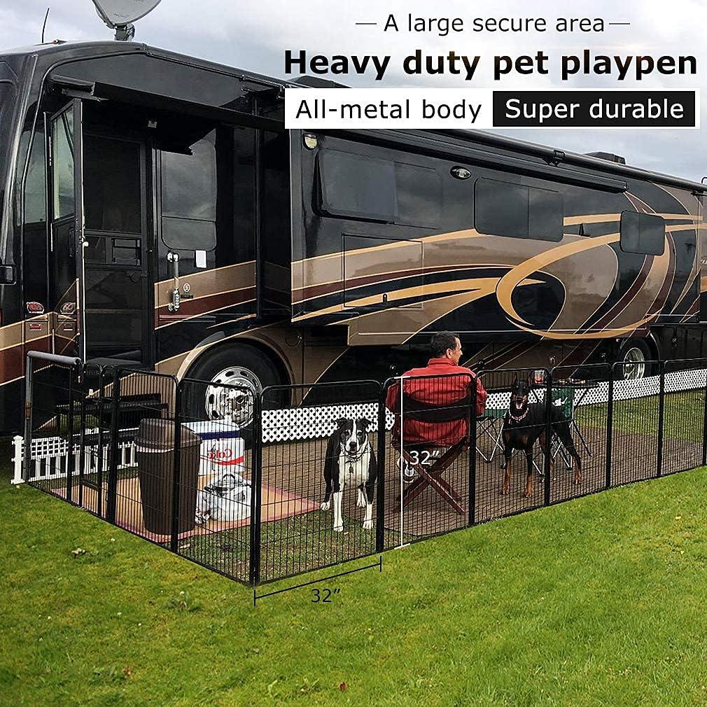 FDW Dog Playpen Pet Dog Fence 2-32 Panels  24/32/40"H Metal Dog Pen Outdoor Exercise Pen with Doors for Large/Medium /Small Dogs for RV,Camping,Yard