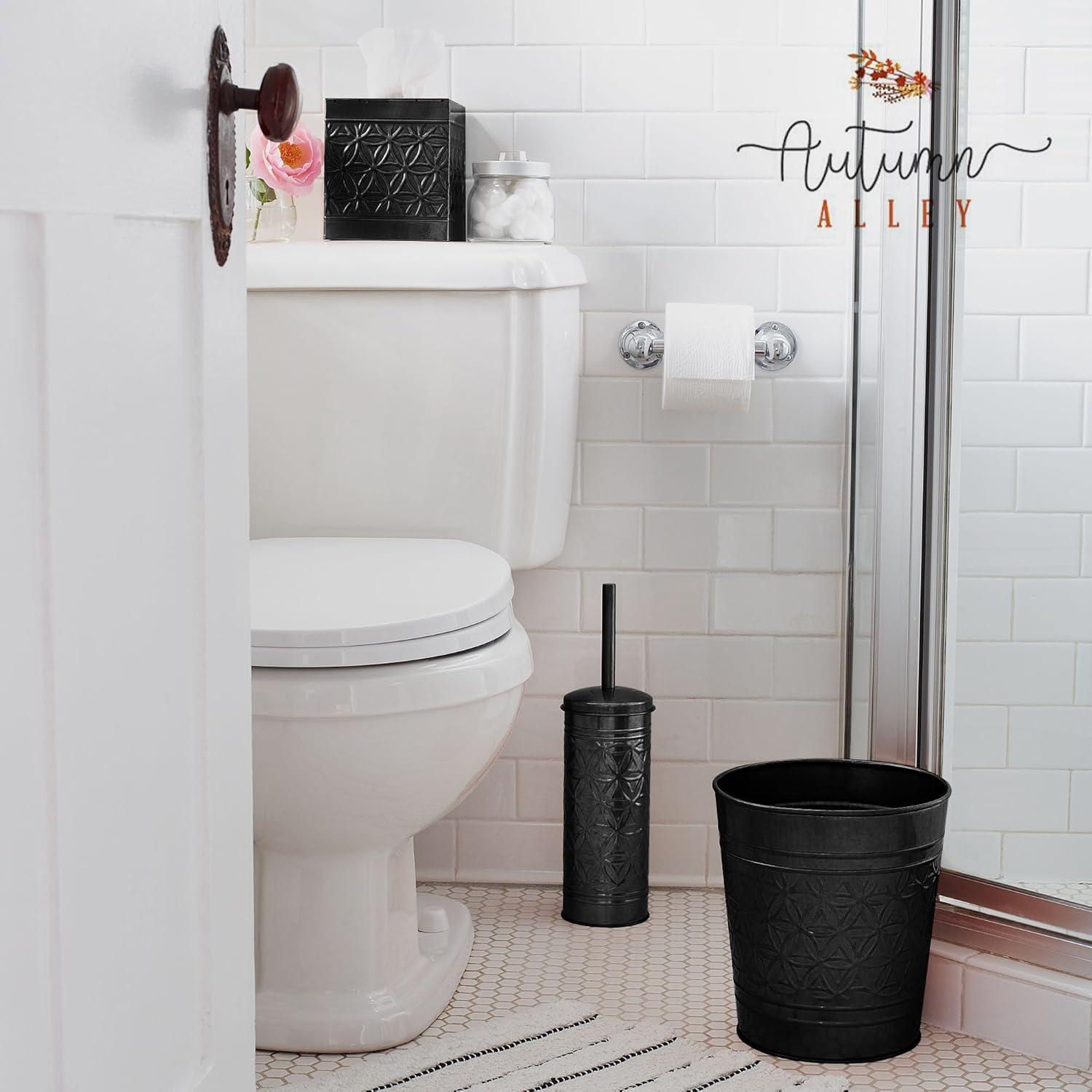 Black Metal Rustic Farmhouse Toilet Brush and Holder