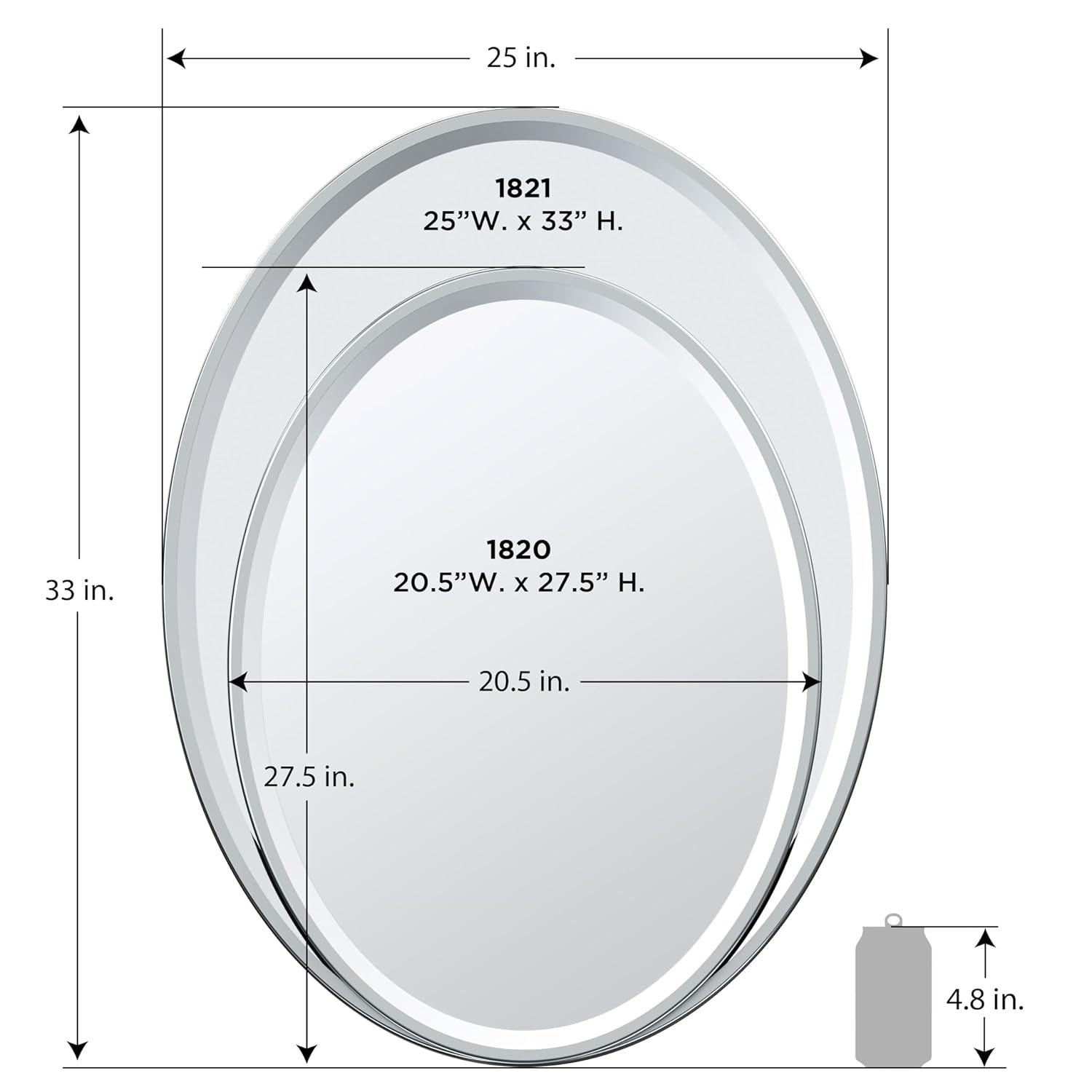 Flush Mount Framed Bathroom Vanity Mirror | Oval Framed Wall Mirror with Beveled Edge | Decorative Wall Mirror for Bathroom, Bedroom, Hallway, Entryway