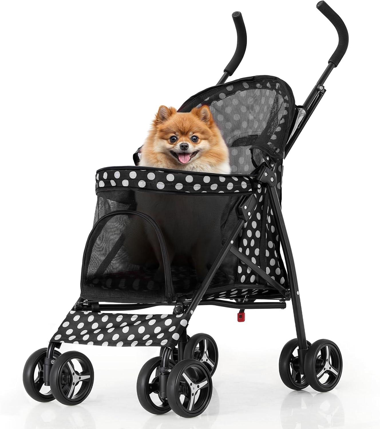 Pet Stoller Dog Cat Stoller Comfortable Lightweight Stroller With Adjustable Canopy