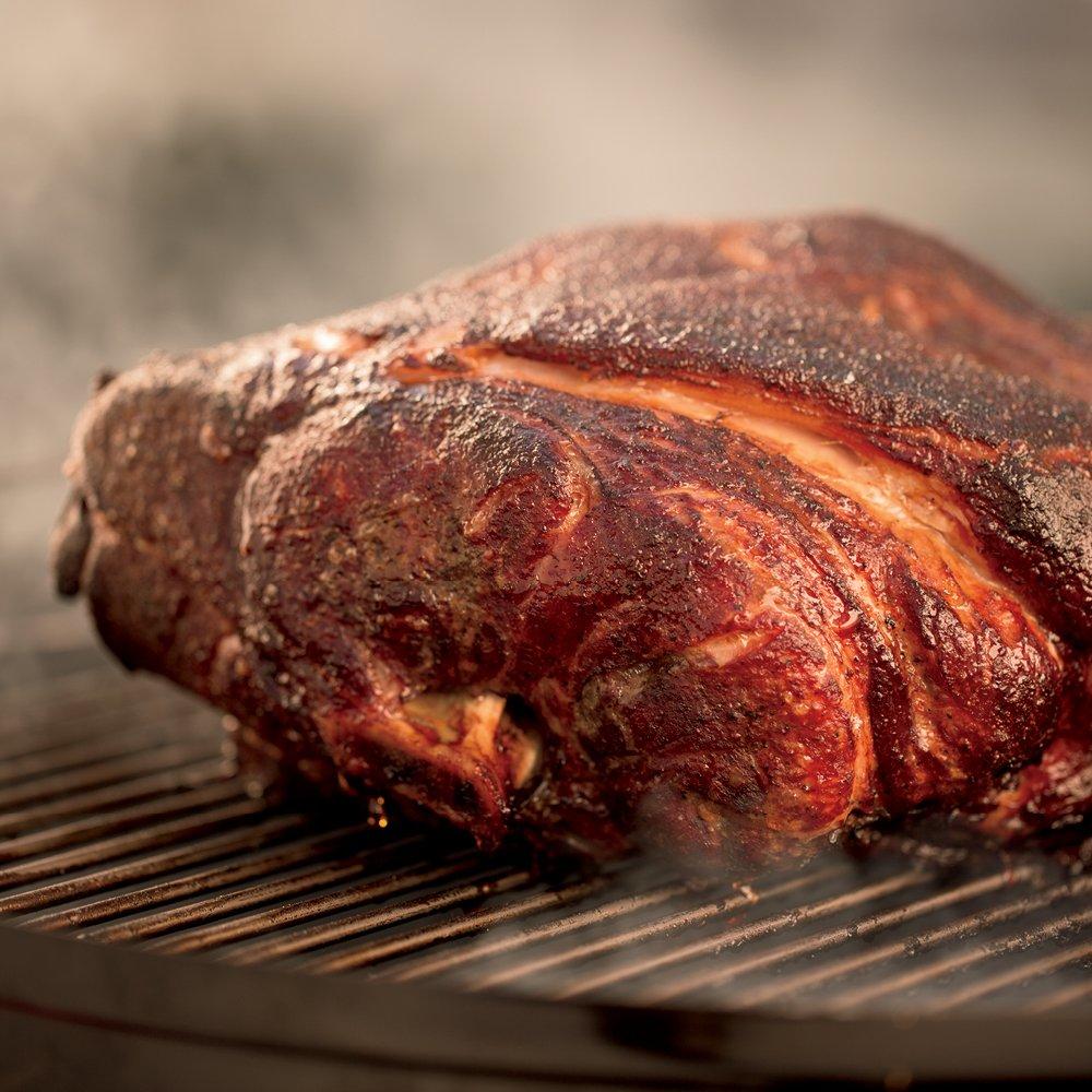 Black Porcelain Charcoal Smoker with Steel Grates and Thermometer