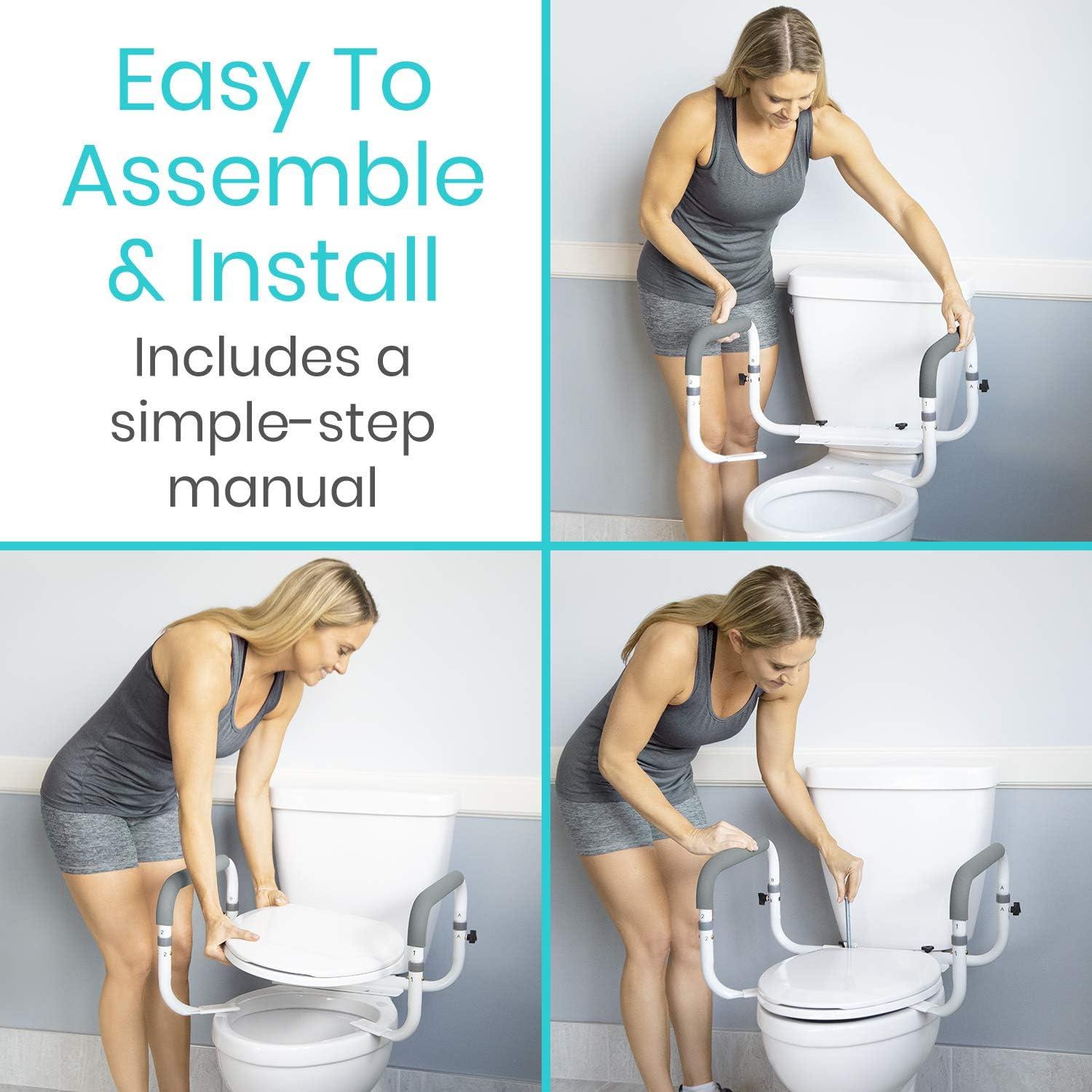 Vive Adjustable Compact Toilet Rail - Adjustable Grab Bar, Compact Support Frame with Handrail for Bathroom Toilet Seat, Weight Capacity 300lbs