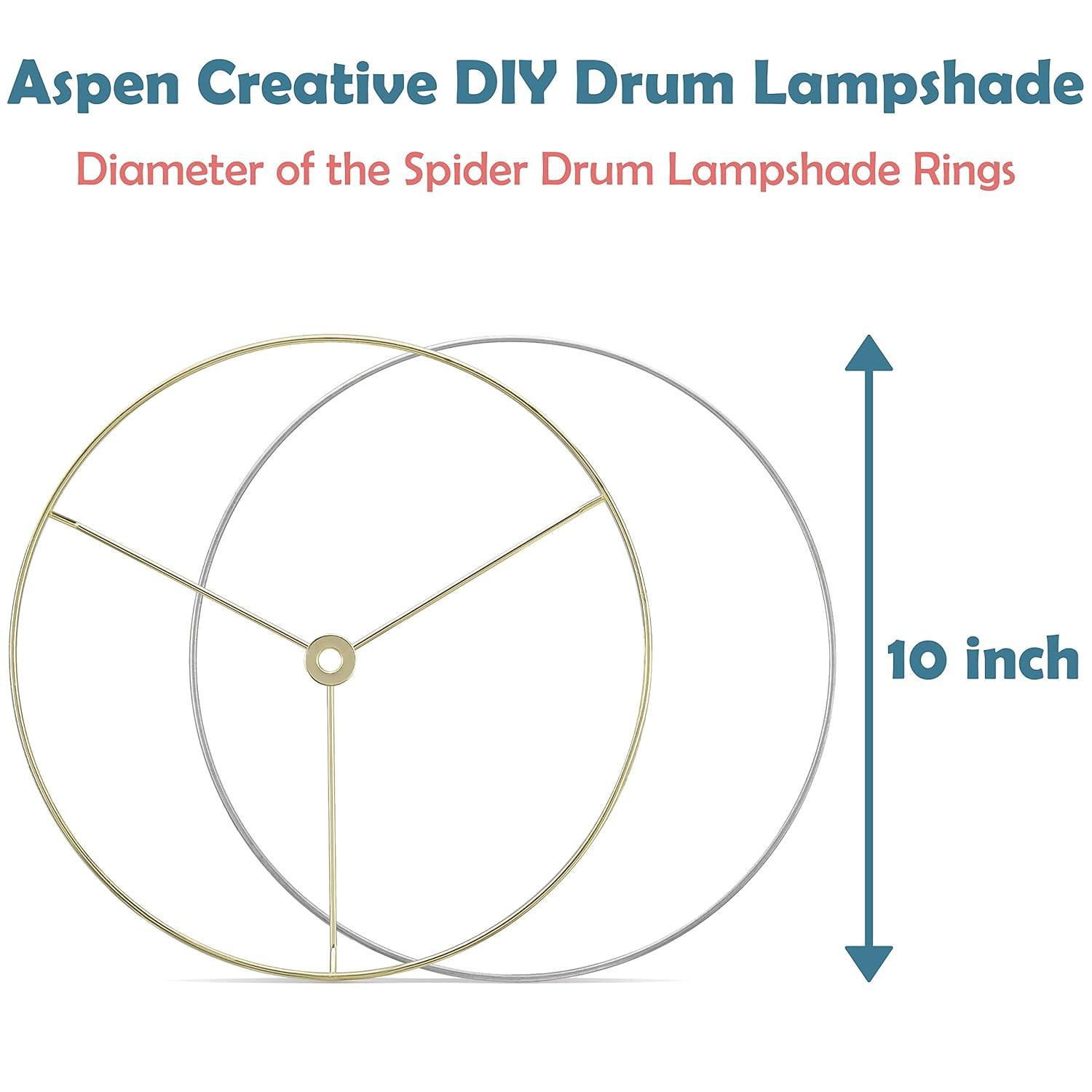 Aspen Creative 20102-11, Metal DIY Drum Lamp Shade Strong Ring, US Style Spider that Connects to Lamp Harp, Top Ring-Brass Plated/Bottom Ring-Galvanized, 10" Diameter Ring