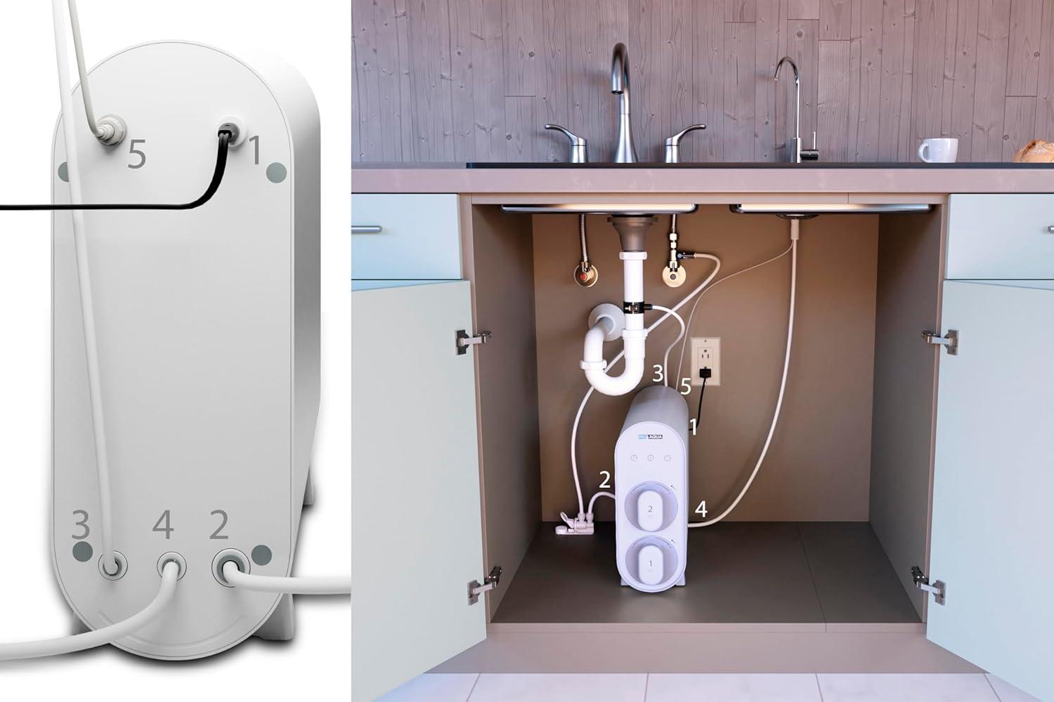 NU Aqua Tankless Reverse Osmosis System - 7 Stage Under Sink Reverse Osmosis Water Filter System - 2:1 - LED Kitchen Countertop Smart Faucet - 600 GPD Tankless RO Water Filtration System Under Sink