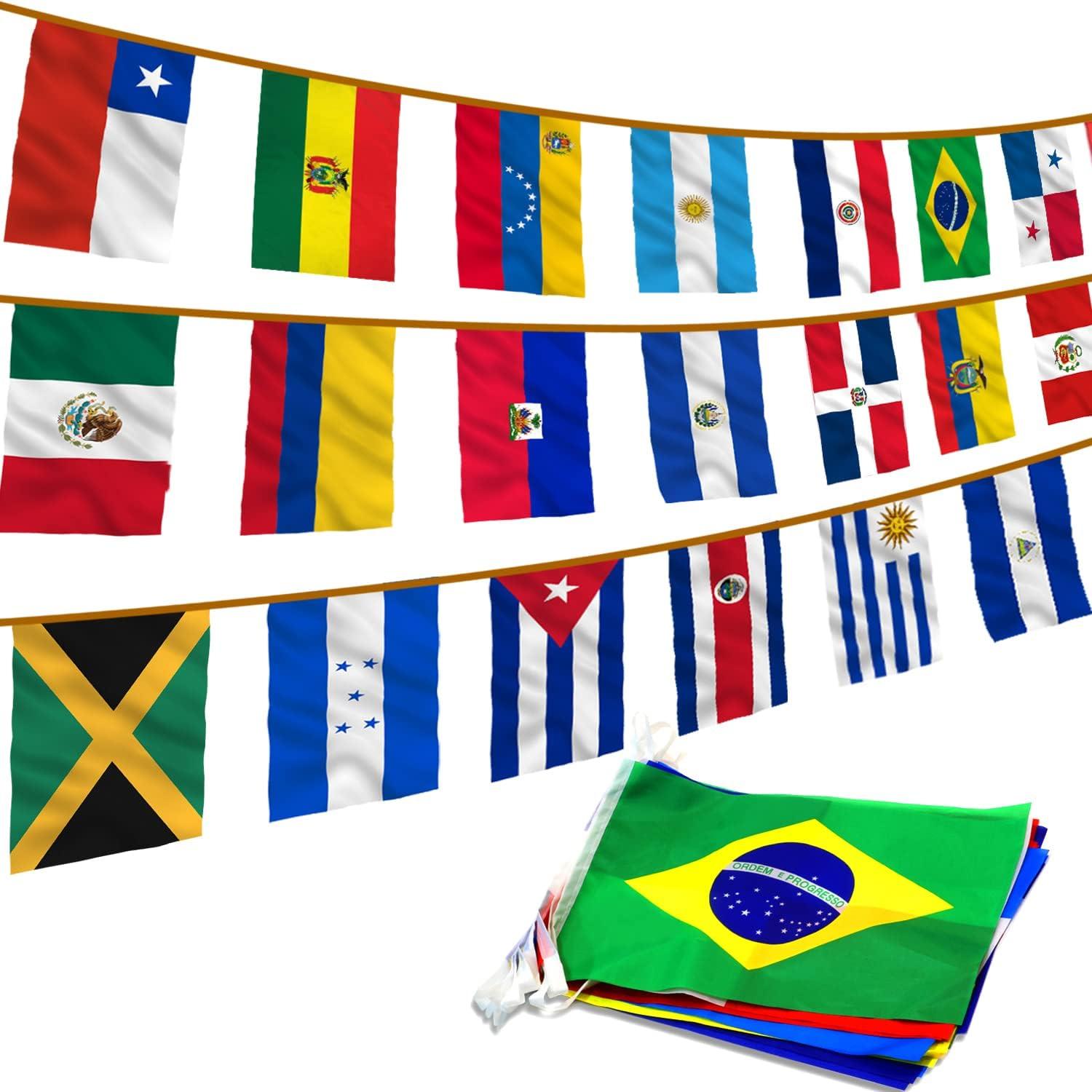 Latin America Multicolor Polyester String Flags for International Events