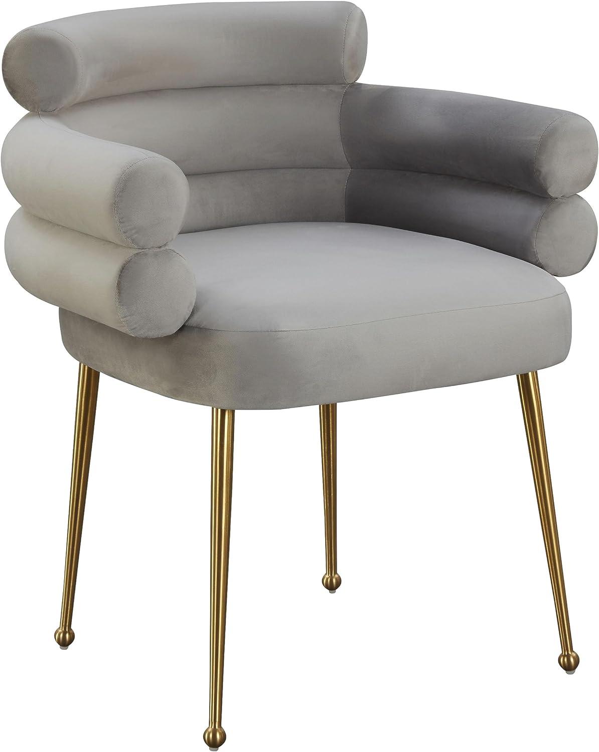 Dark Gray Velvet Upholstered Arm Chair with Wood Legs