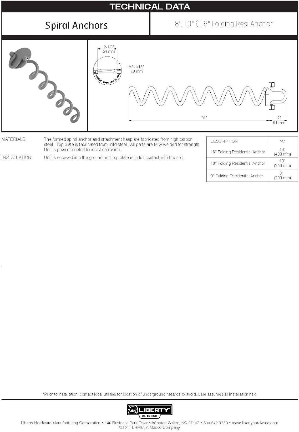 8-Inch Orange Steel Spiral Ground Anchor with Folding Ring