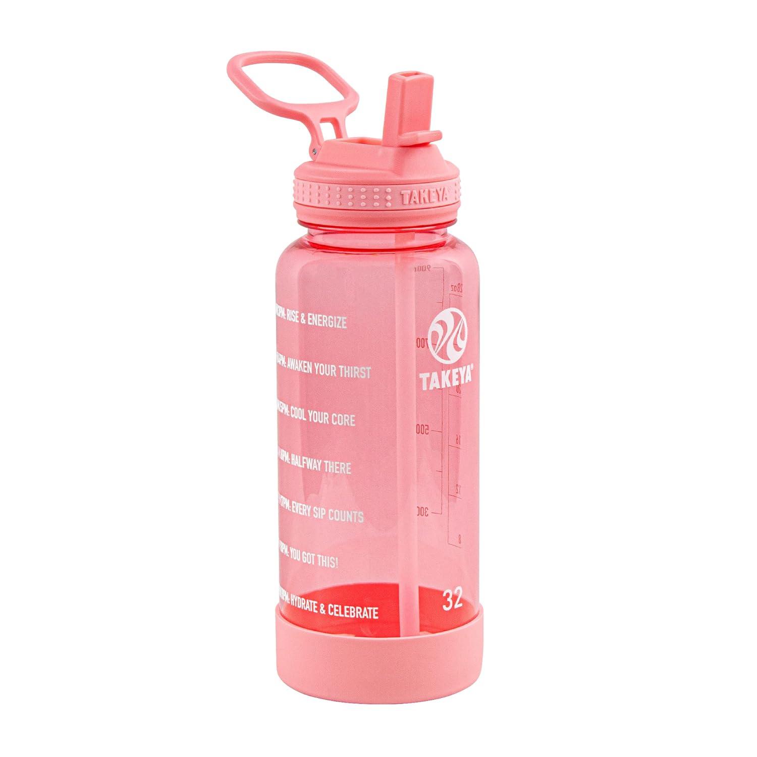 Takeya 64oz Tritan Motivational Water Bottle with Straw Lid - Pink
