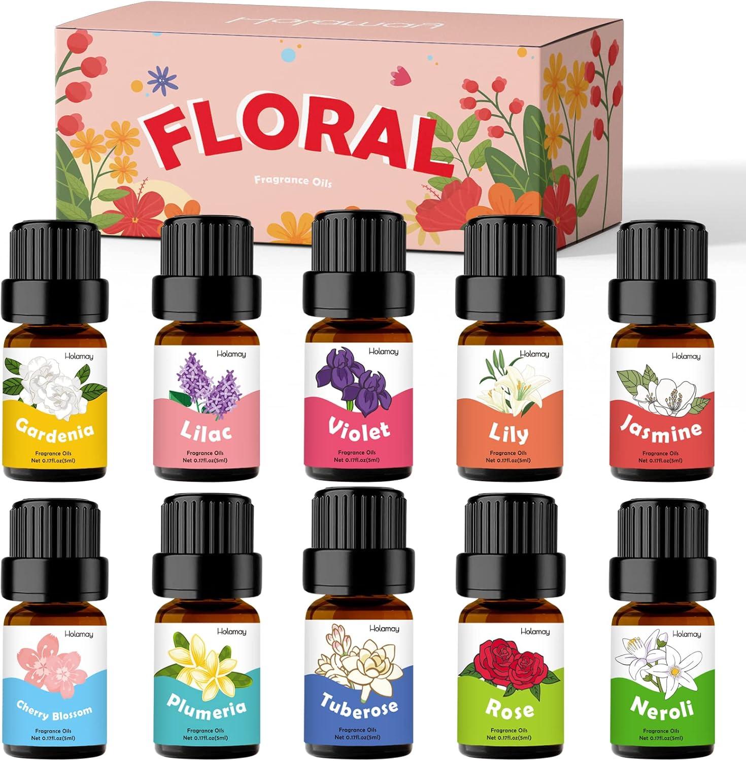 Floral Essential Oil Set with 10 Natural Scents