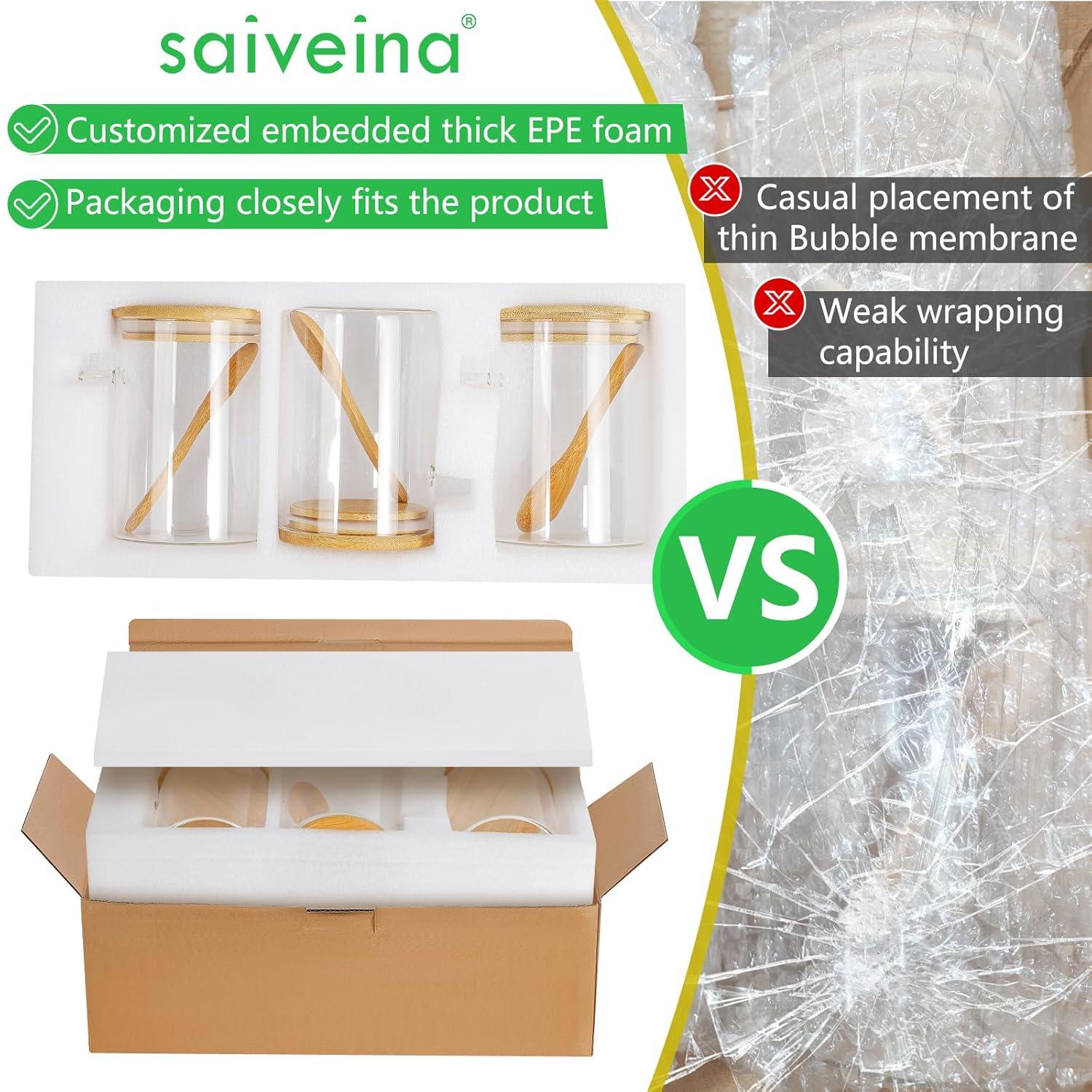 3 Pack Glass Containers Jars with Bamboo Airtight Lid and Spoon, 15Oz Glass Food Storage Canisters, Kitchen Organization Jar Set for Coffee Beans, Tea, Flour, Salt, Nuts, Candy, Cookie and More