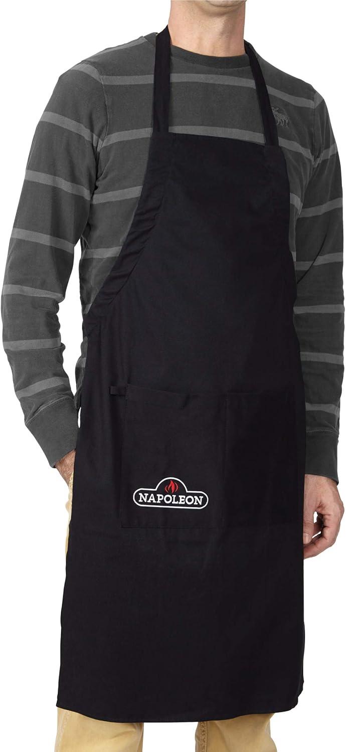 Black Cotton Grilling Apron with Deep Pocket