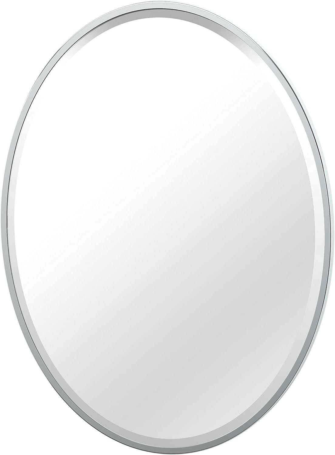 Flush Mount Framed Bathroom Vanity Mirror | Oval Framed Wall Mirror with Beveled Edge | Decorative Wall Mirror for Bathroom, Bedroom, Hallway, Entryway