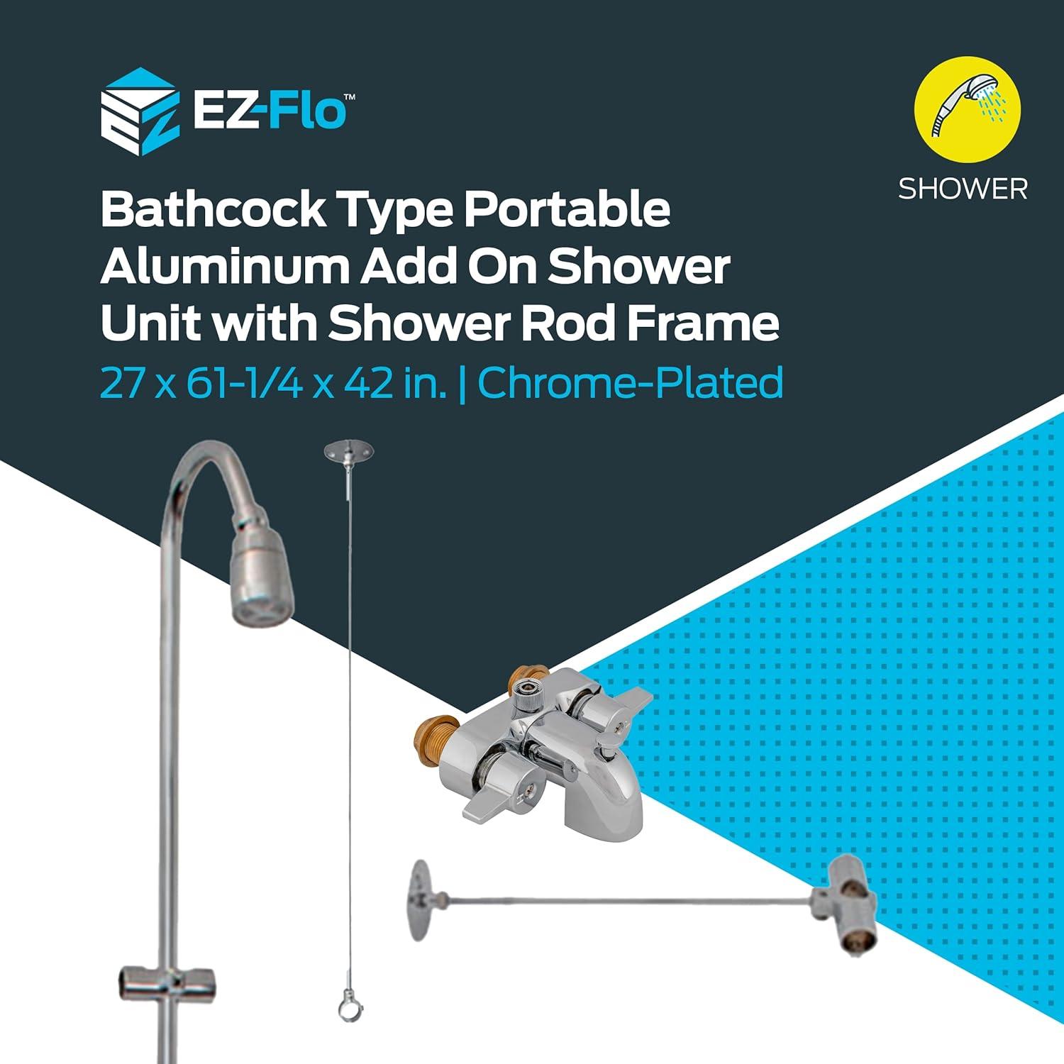 Chrome Freestanding Bathtub Shower Kit with Curtain Rod