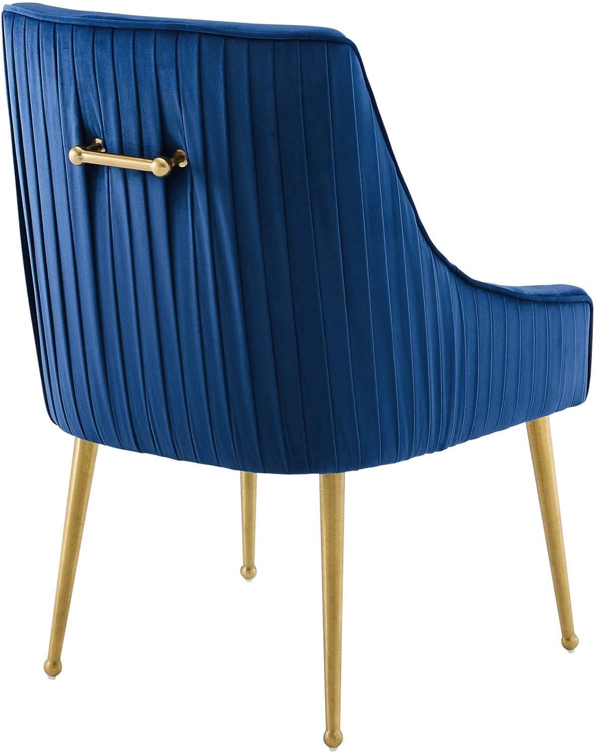 Sapphire Velvet Upholstered Dining Chair with Gold Accents