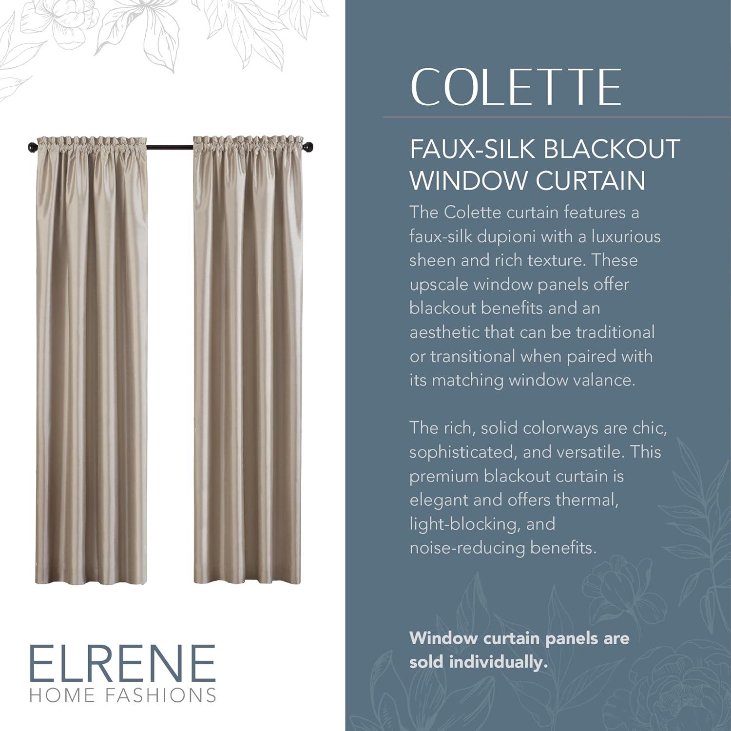 Elrene Colette Faux Silk Blackout Single Window Curtain Panel - Elrene Home Fashions