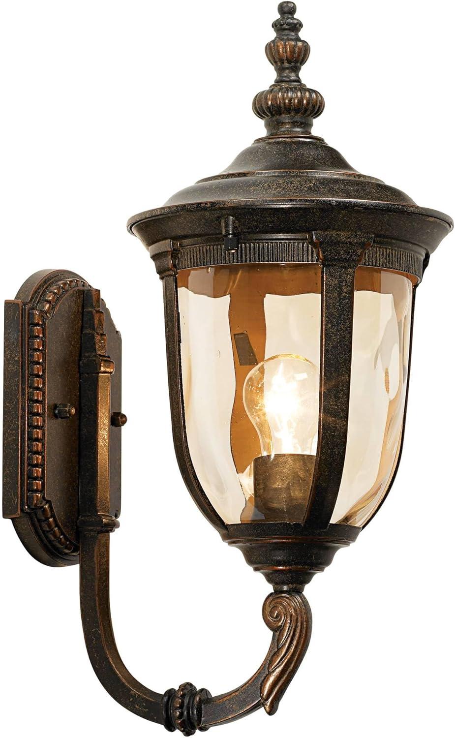 John Timberland Bellagio Rustic Vintage Outdoor Wall Light Fixtures Set of 2 Veranda Bronze Metal 16 1/2" Champagne Glass for Post Exterior