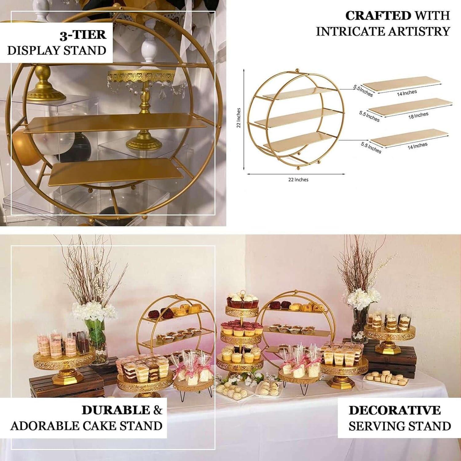 Efavormart 21" Gold Metal Tiered Cupcake Stand 3 Tier Dessert Stand Cupcake Holder