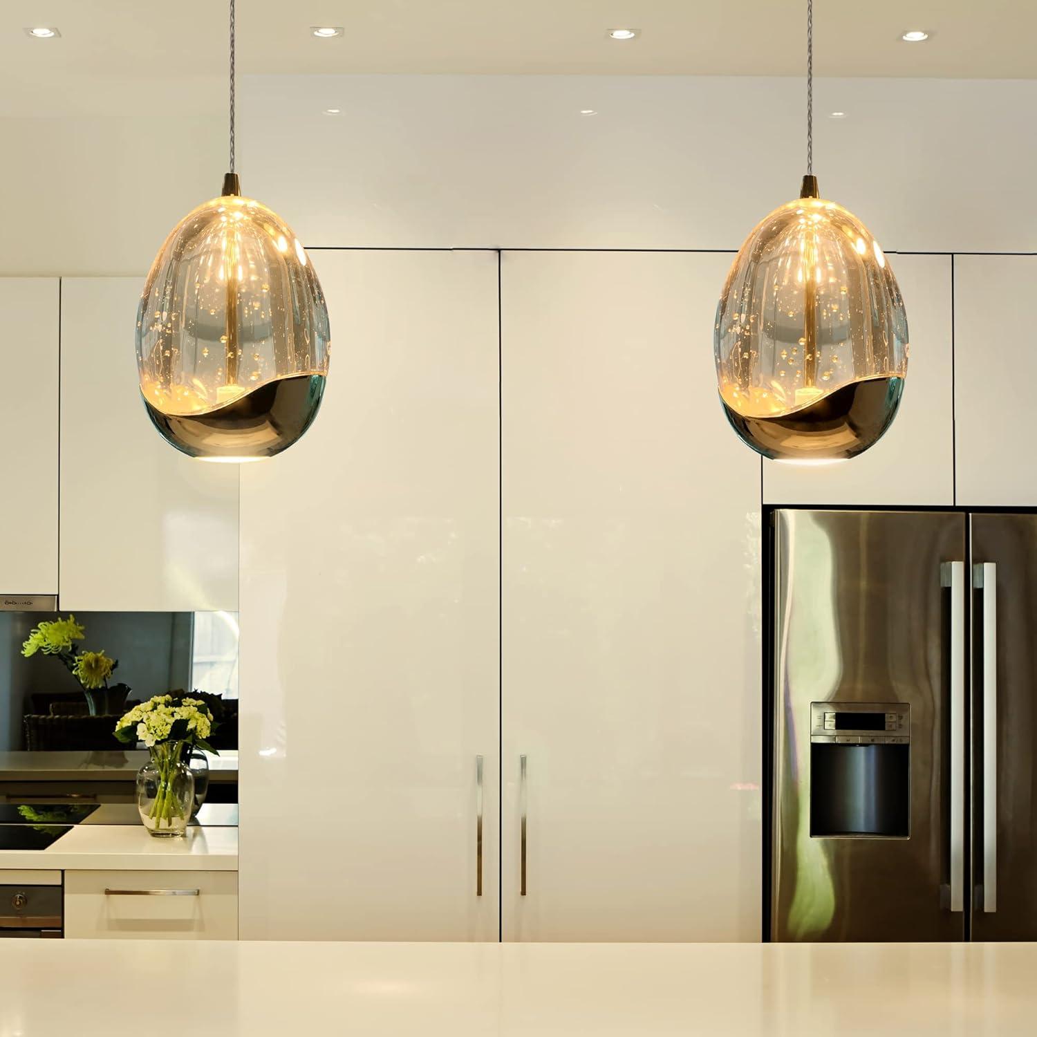 Venezia 3.5-in Integrated LED Height Adjustable ETL Certified Pendant Light with Glass Shade