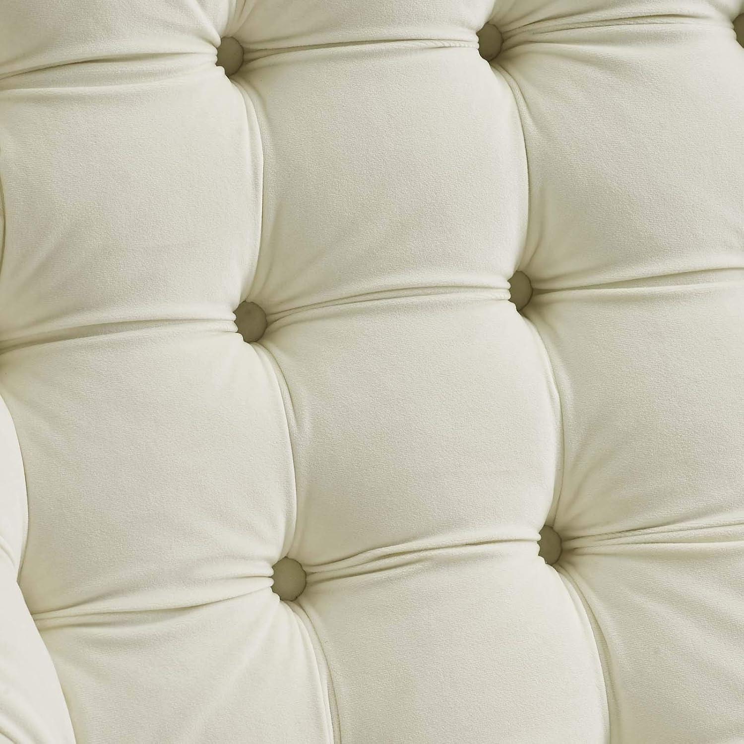 Modway Suggest Button Tufted Performance Velvet Lounge Chair in Ivory