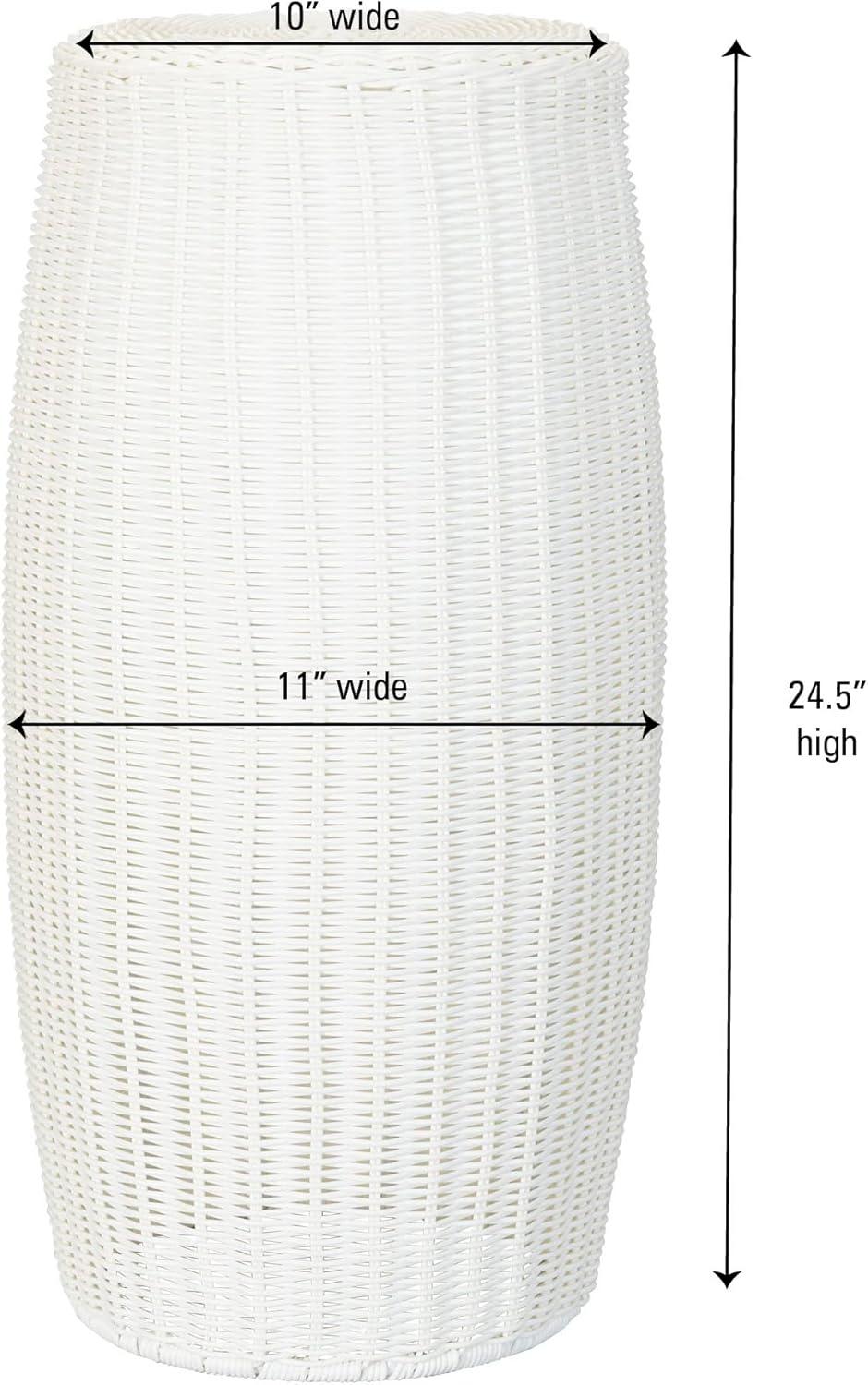 White Cylindrical Woven Iron Storage Bin