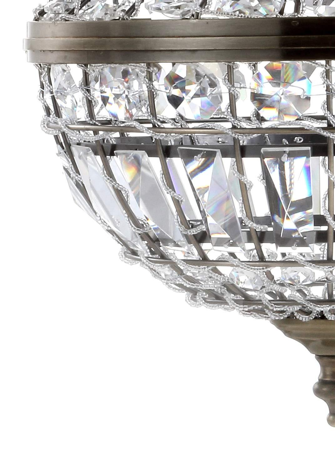 Regina 10" Crystal/Metal Empire LED Pendant, Antique Brass