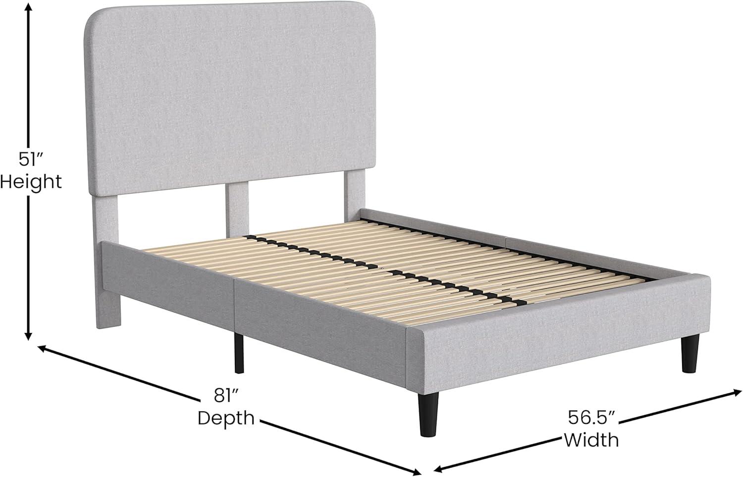Flash Furniture Addison Collection Modern Fabric Upholstered Platform Bed, Light Grey, Full