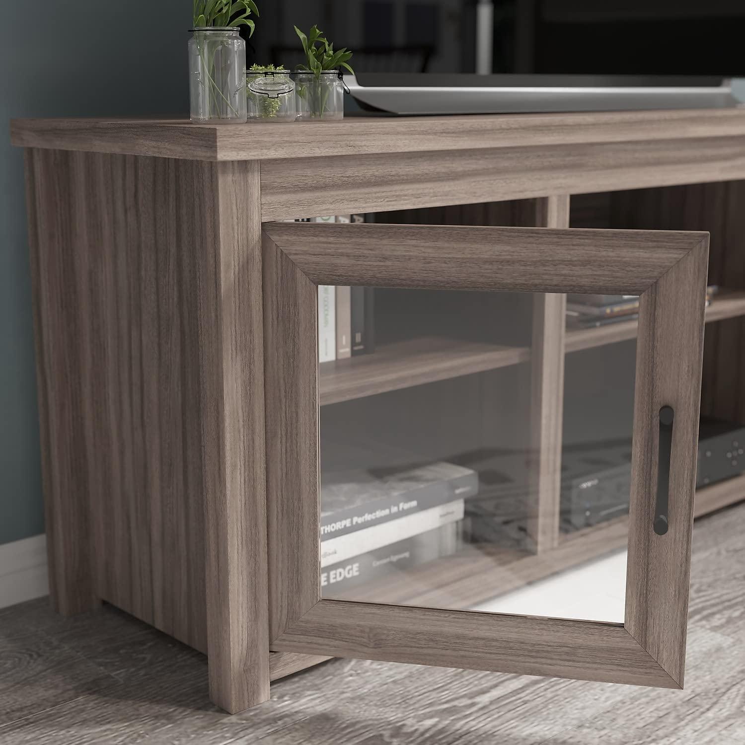 Flash Furniture Hatteras Classic TV Stand for up to 80" TVs with Glass Fronted Doors