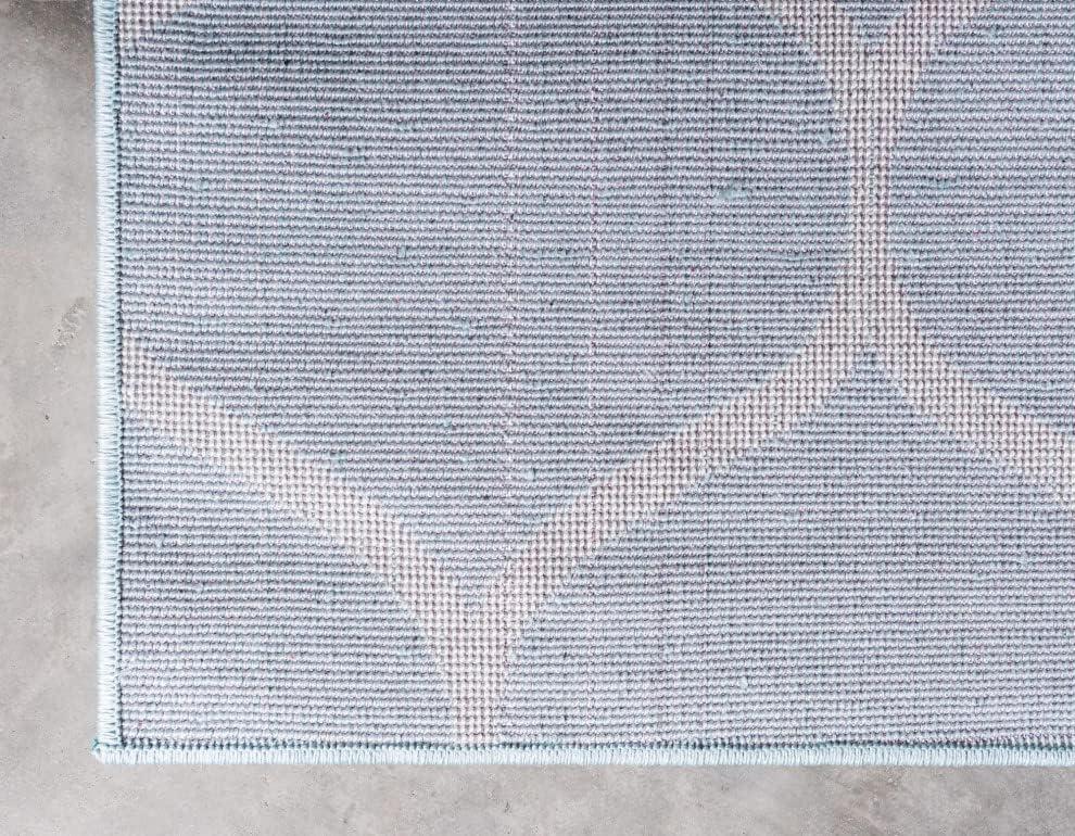 Unique Loom Trellis Frieze Collection Area Rug - Rounded (8' x 11' Rectangle Light Blue/Ivory)