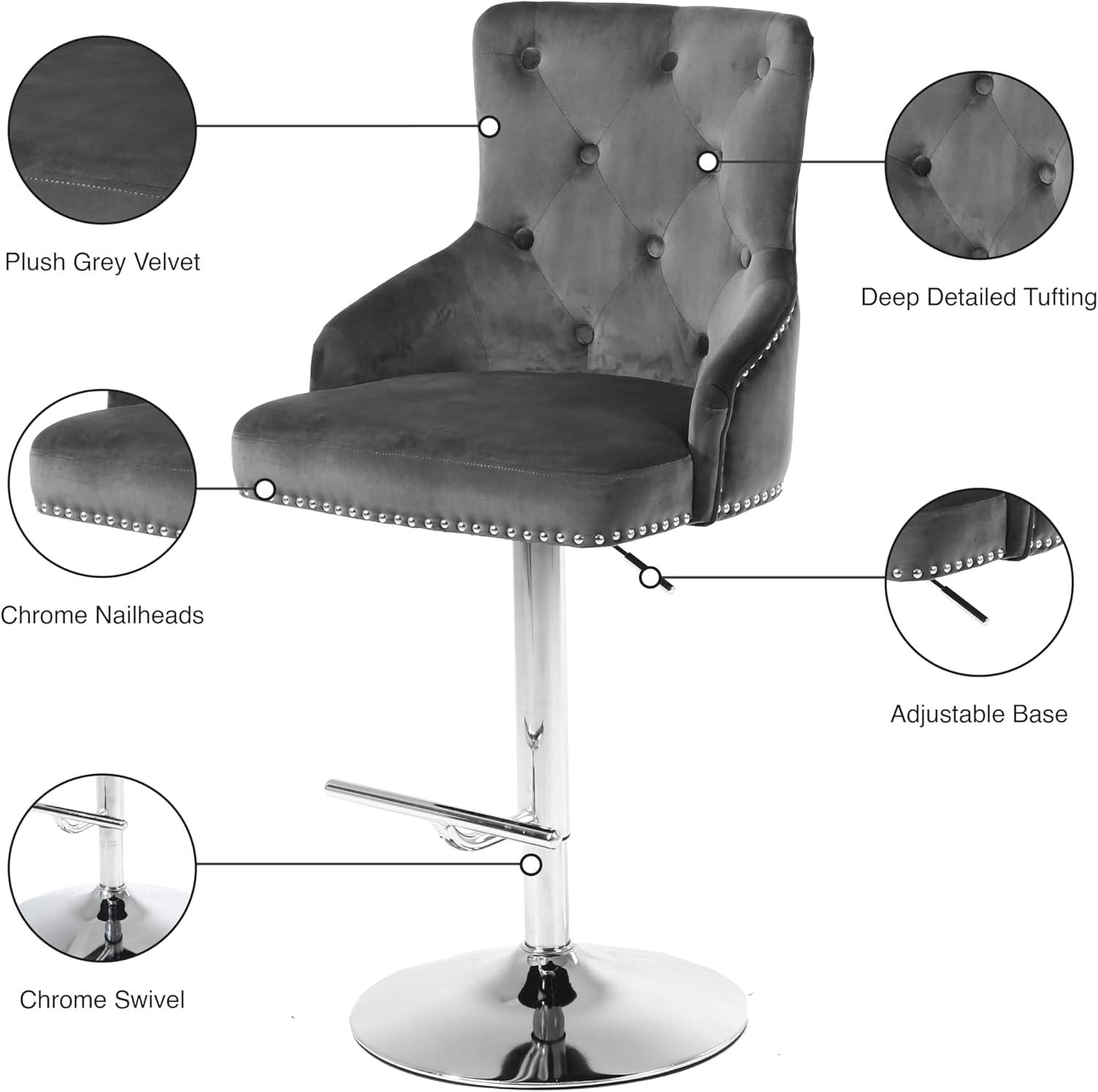 Maykoosh Mountain Lodge Grey Velvet Adjustable Stool